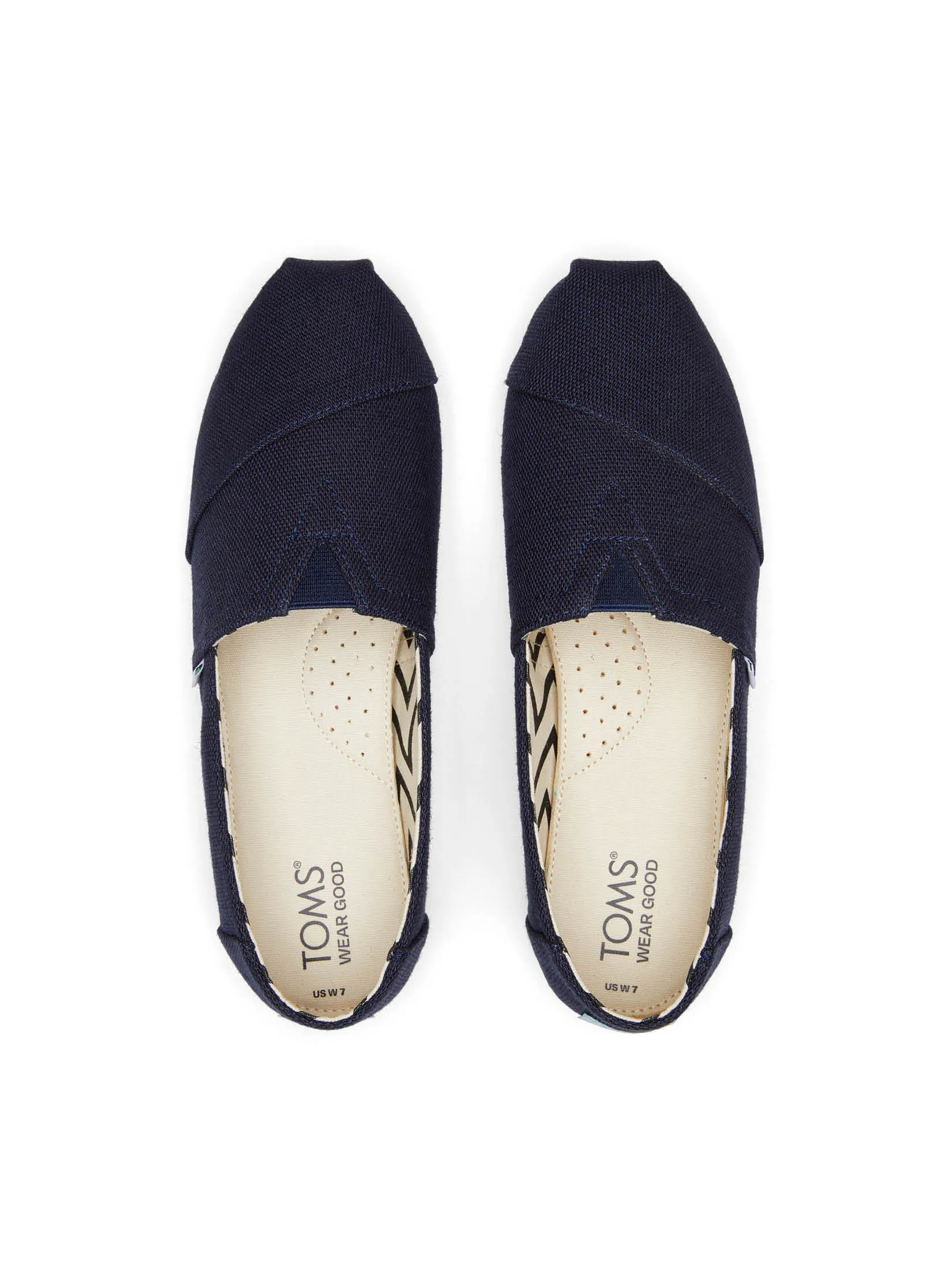 TOMS Women Shoe Slip On Alpargata Navy Heritage Canvas