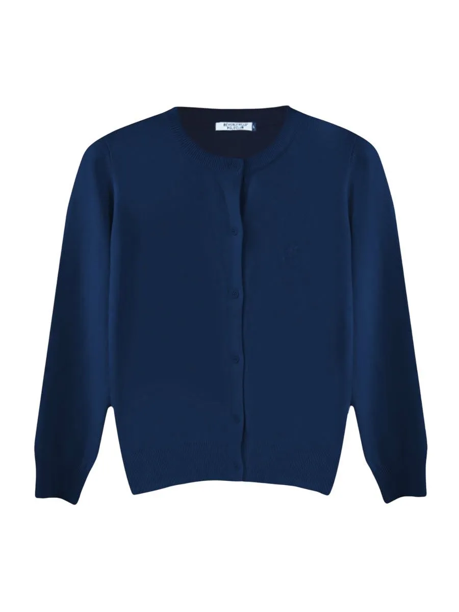 BEVERLY HILLS POLO CLUB Dark blue Long-sleeved knitted Women sweater Size - M