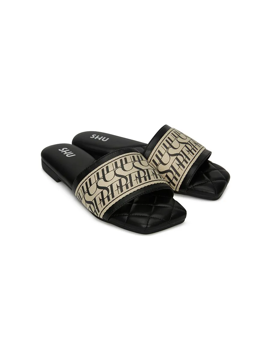 SHU WOMEN- PALETTE SOFT SIGNET ON CANVAS ORIGINAL SANDALS-BLACK