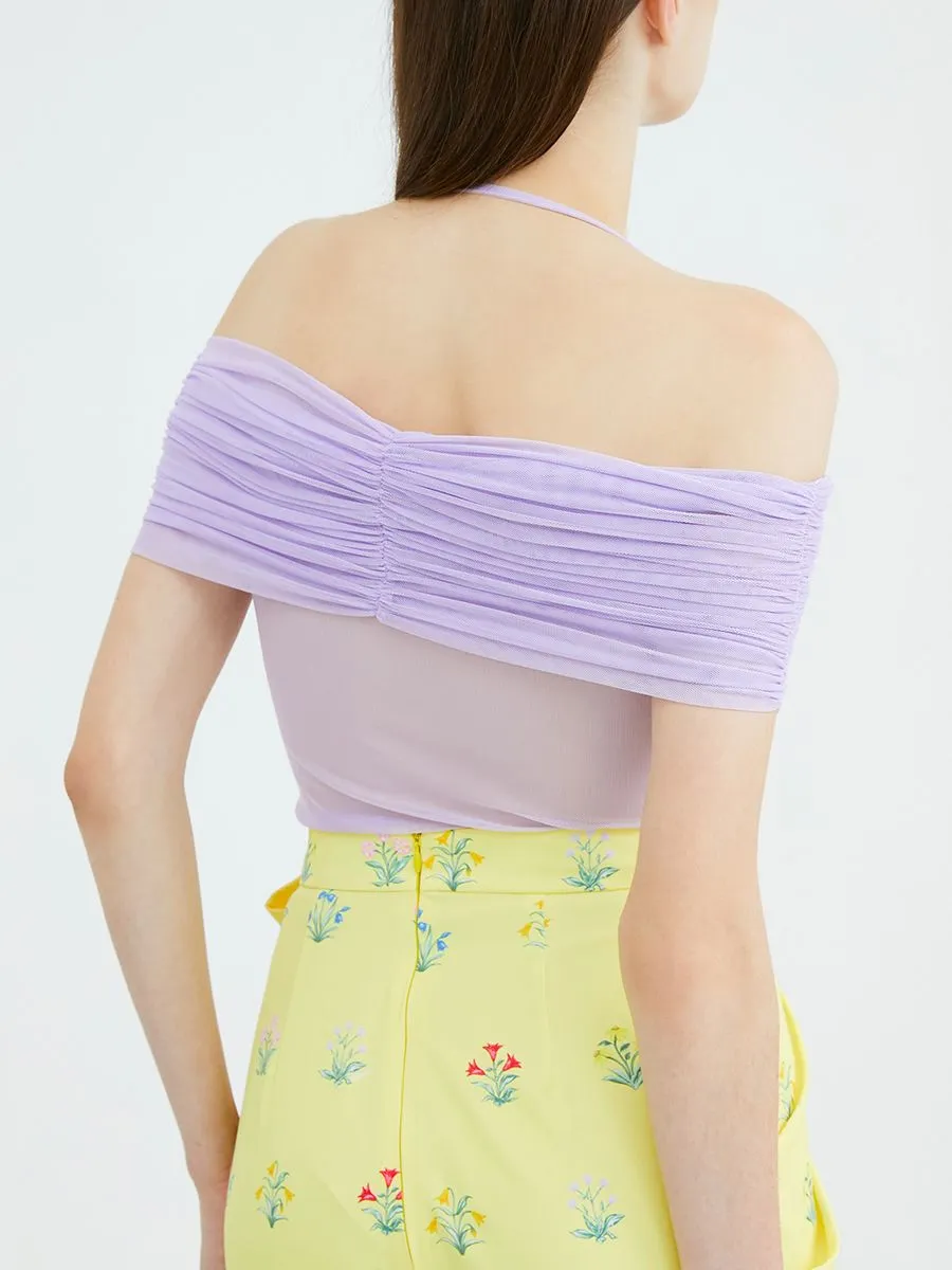 KLOSET (SS24)Off-Shoulder Strap Top Purple