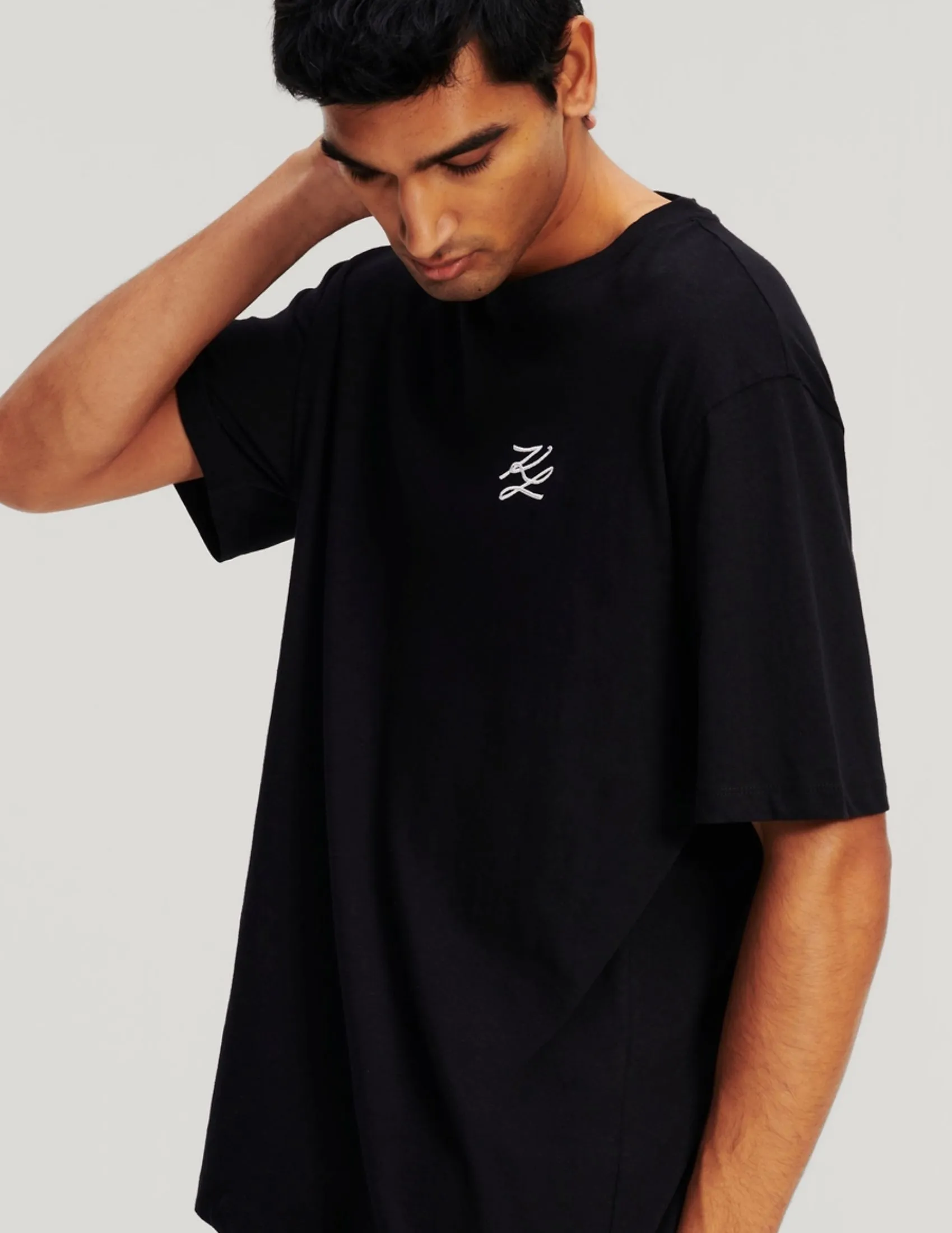 KARL LAGERFELD RTW-1 AUTOGRAPH LINEN BLEND MEN T-SHIRT BLACK