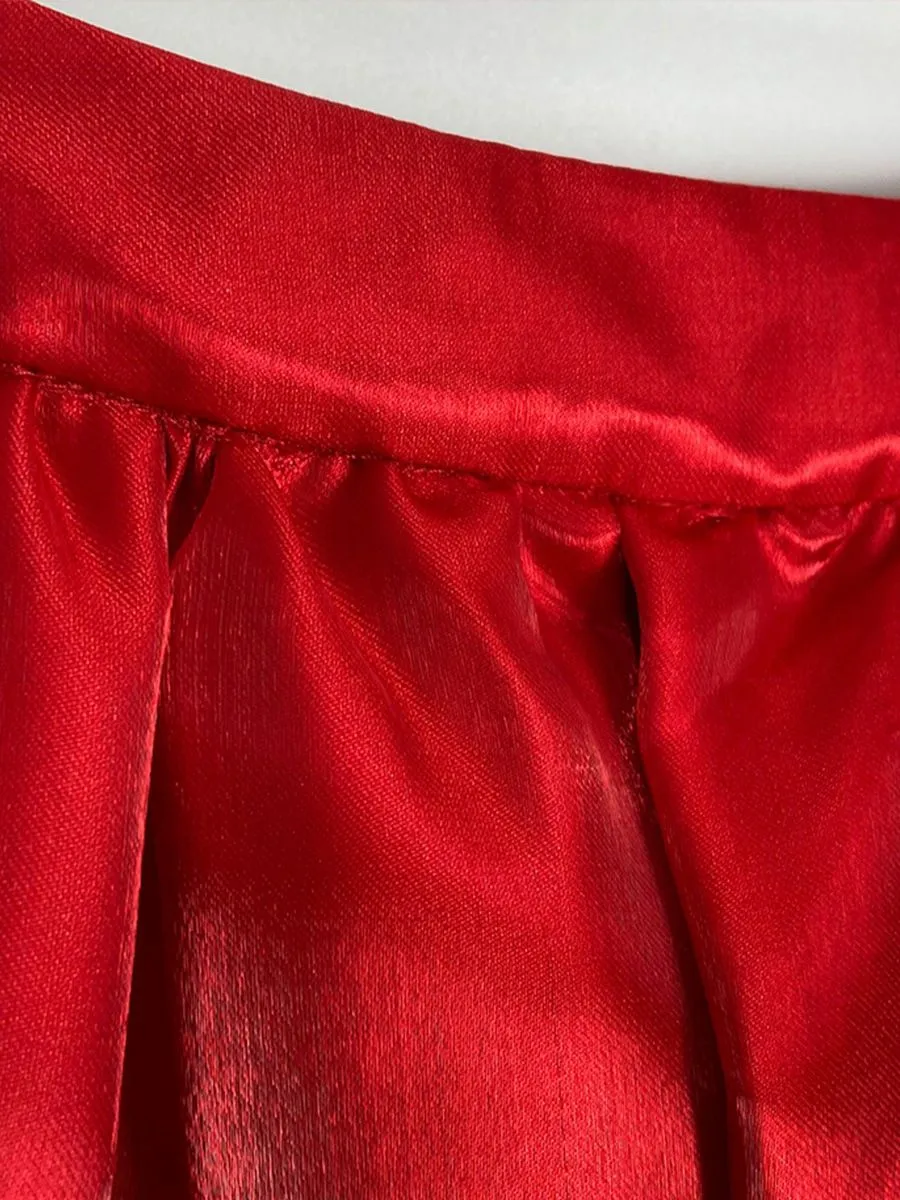 ICONIC WOMAN RED GLOSSY MAXI SKIRT