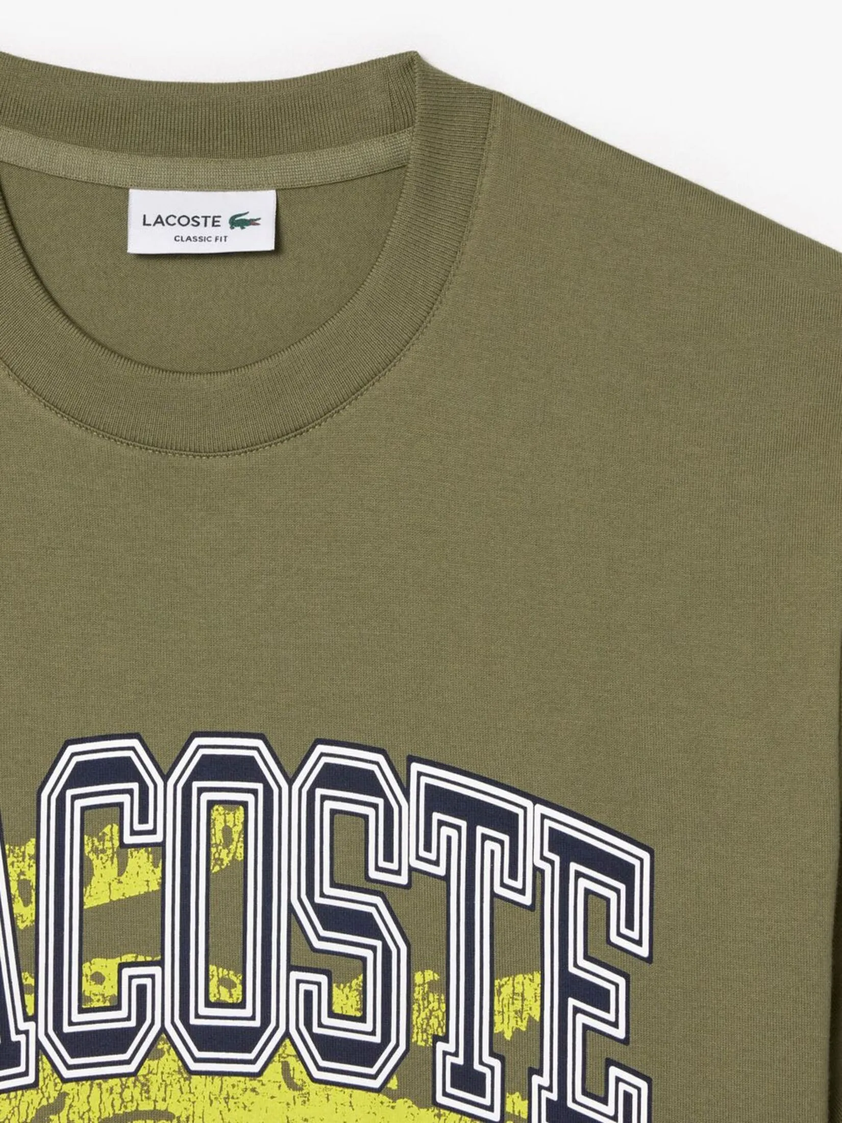 LACOSTE Cotton Jersey Signature T-shirt Green