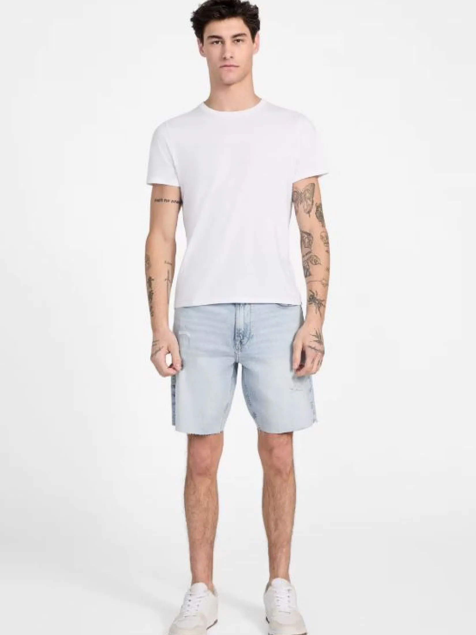 GUESS GUESS MEN Wyatt Stretch  DENIM SHORTS  M5GDV2D4Z84  -  Denim