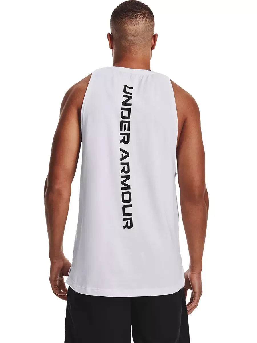 UNDER ARMOUR Men Basketball Tank Baseline Cotton White - UN127AP758DZTH