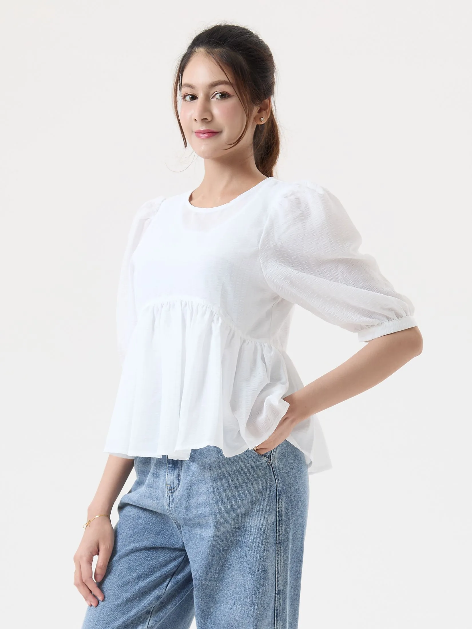 EP Peplum Blouse Woman Off White