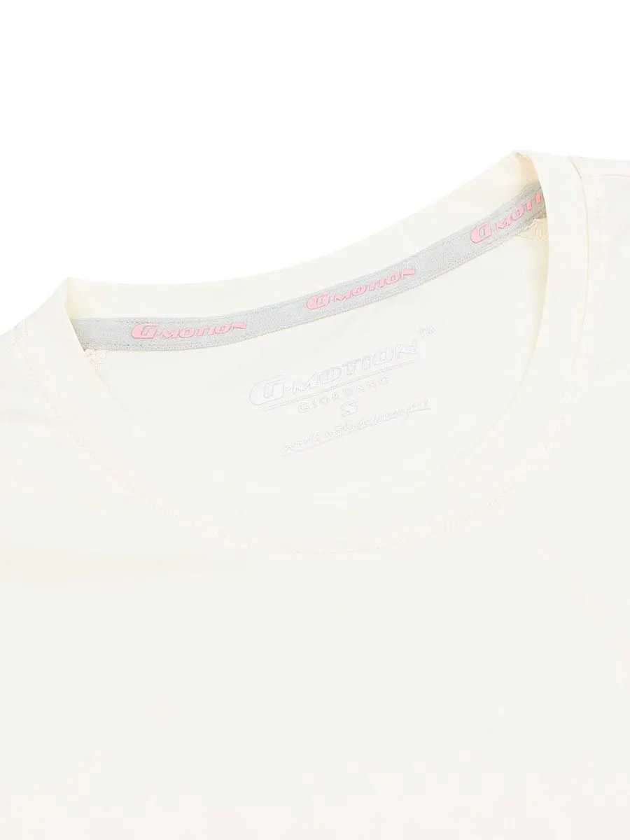 GIORDANO Women's Comfort Warped Knitted Tee (G-Motion) Vanilla Ice White