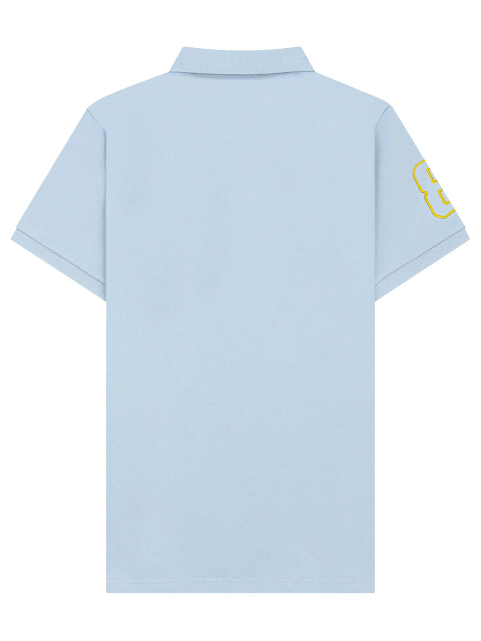 GIORDANO Men's Lycra Pique Embroidery Polo (3D Lion) Tourmailine blue