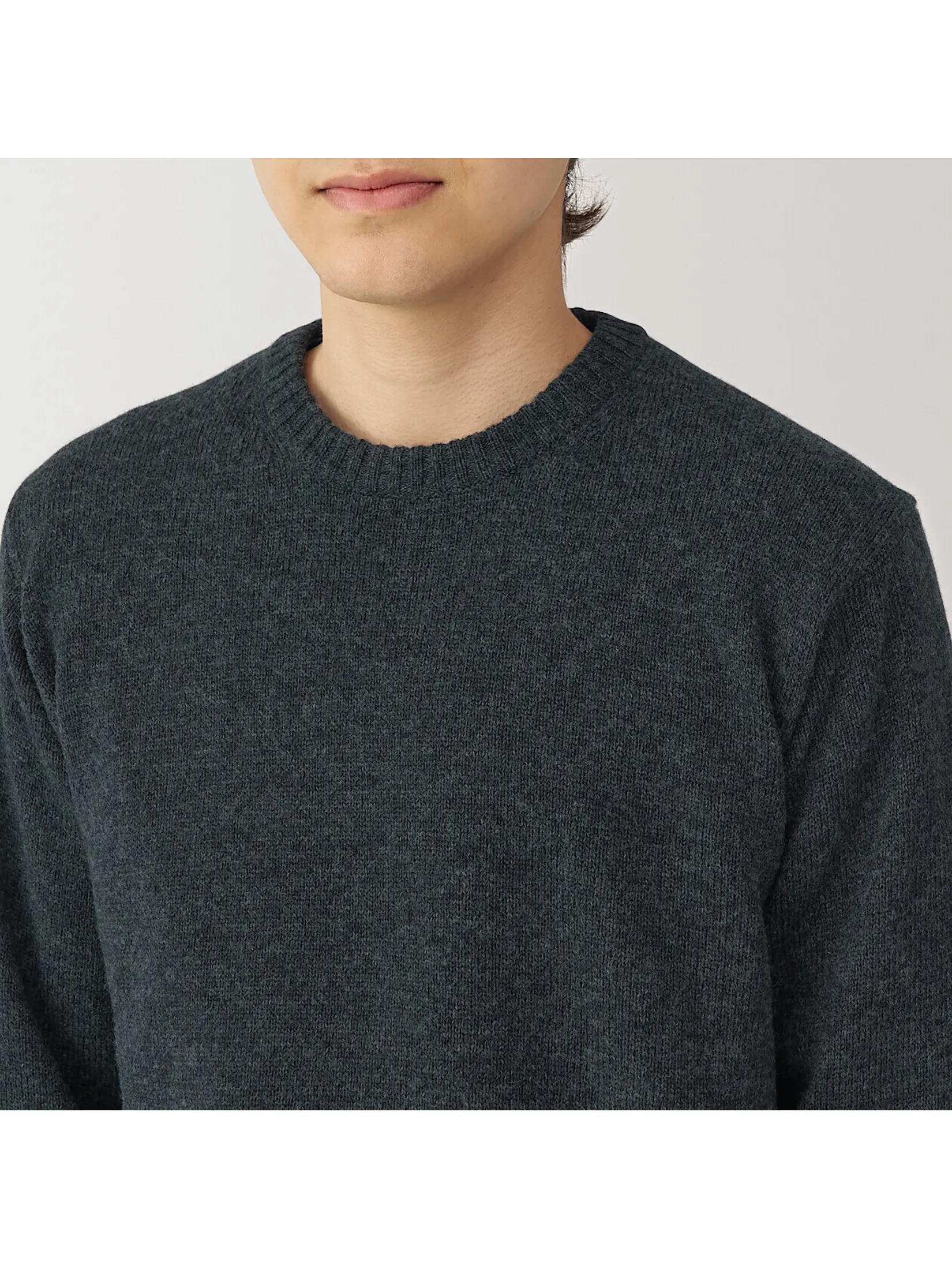 MUJI Men Sweater Washable Mid-Gauge Crew Neck
