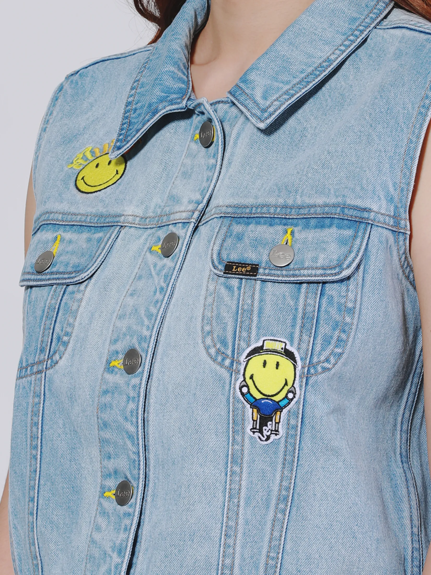 LEE Women s Vest Lee Smiley Collection Regular Fit Light Indigo