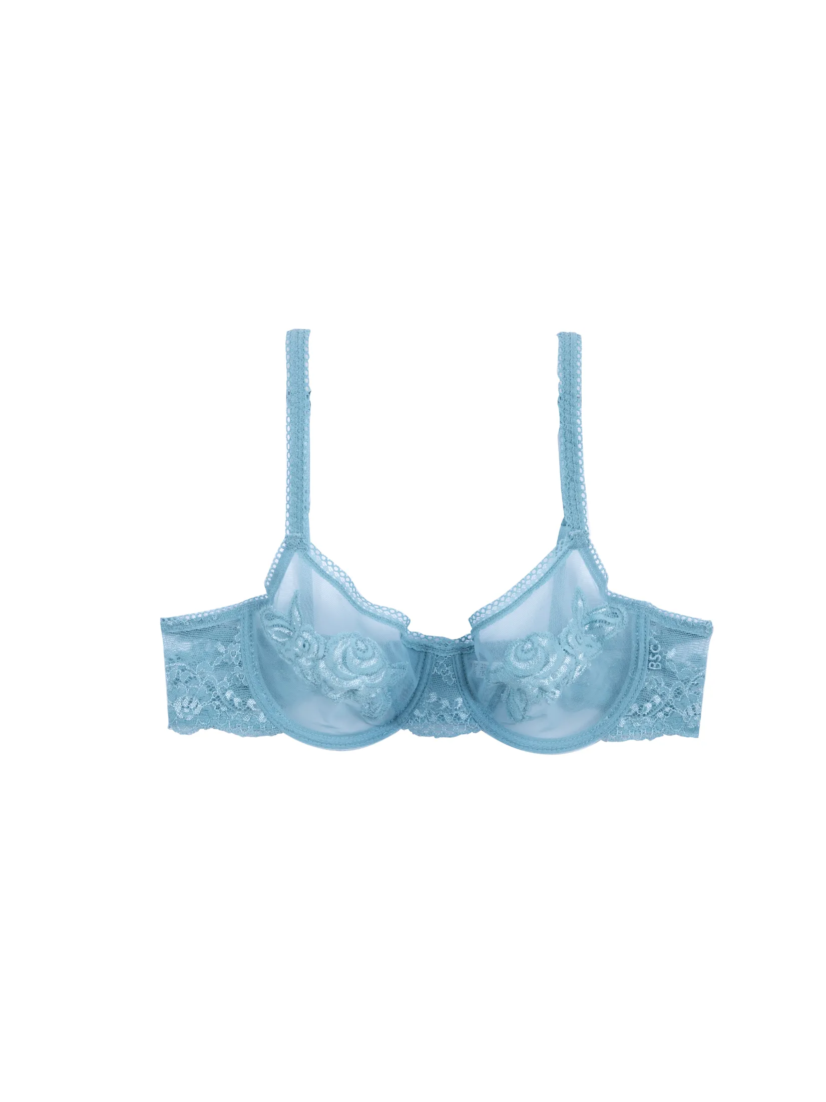 BSC LINGERIE Women Bra Sexy Lace See Through wire BB1453LT - Blue Milk Size - B70