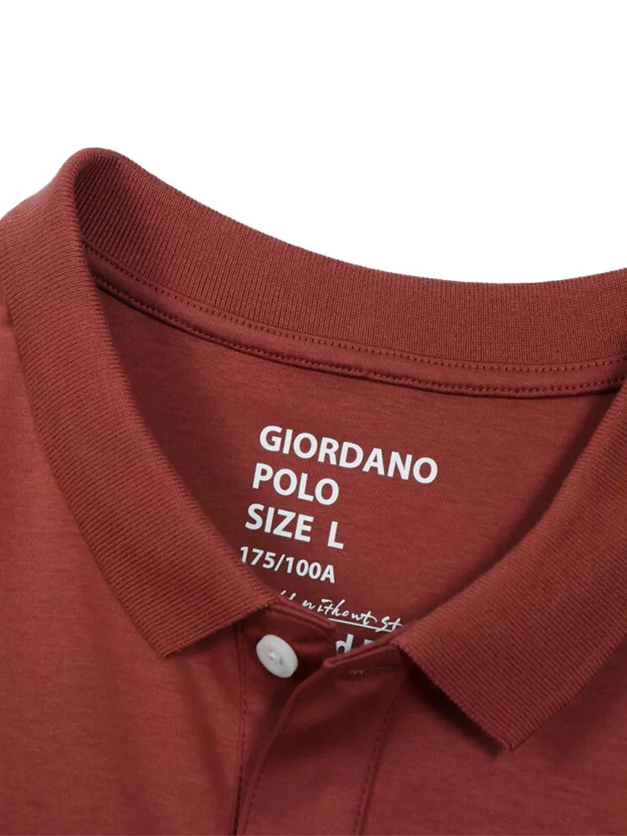 GIORDANO Men's short sleeve polo shirt interlock fabric Red Brown