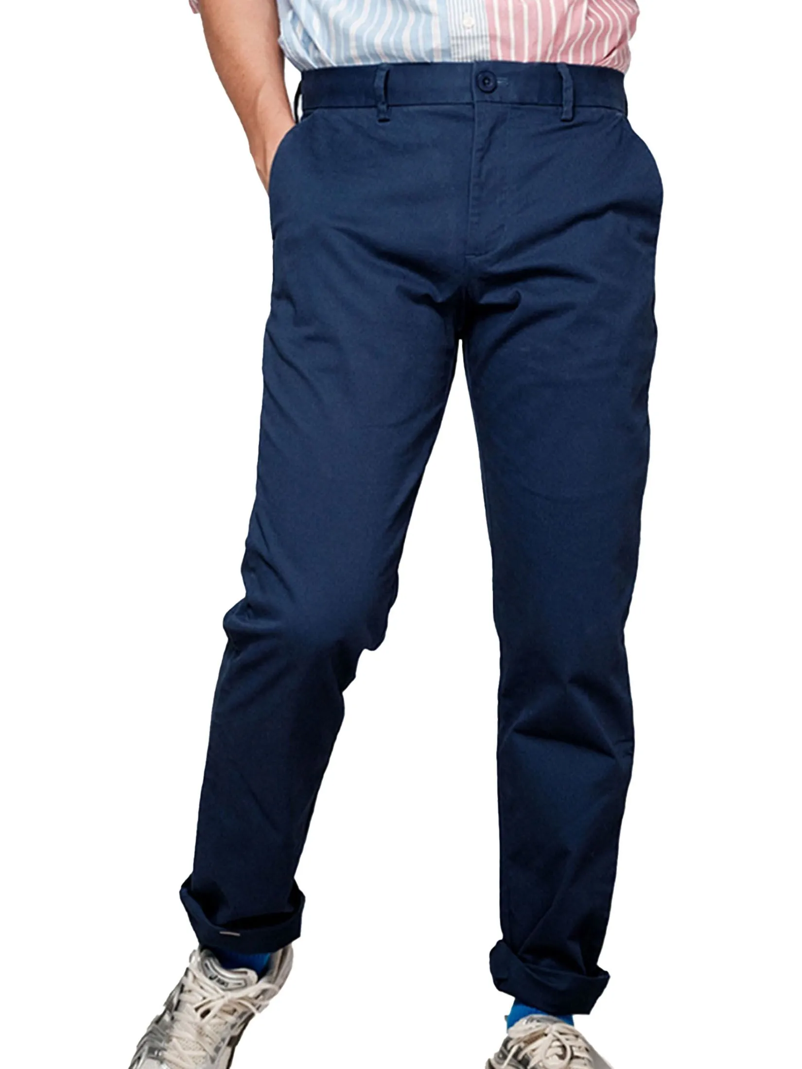 ERA-WON Men's Chino pants skinny Navy Blue