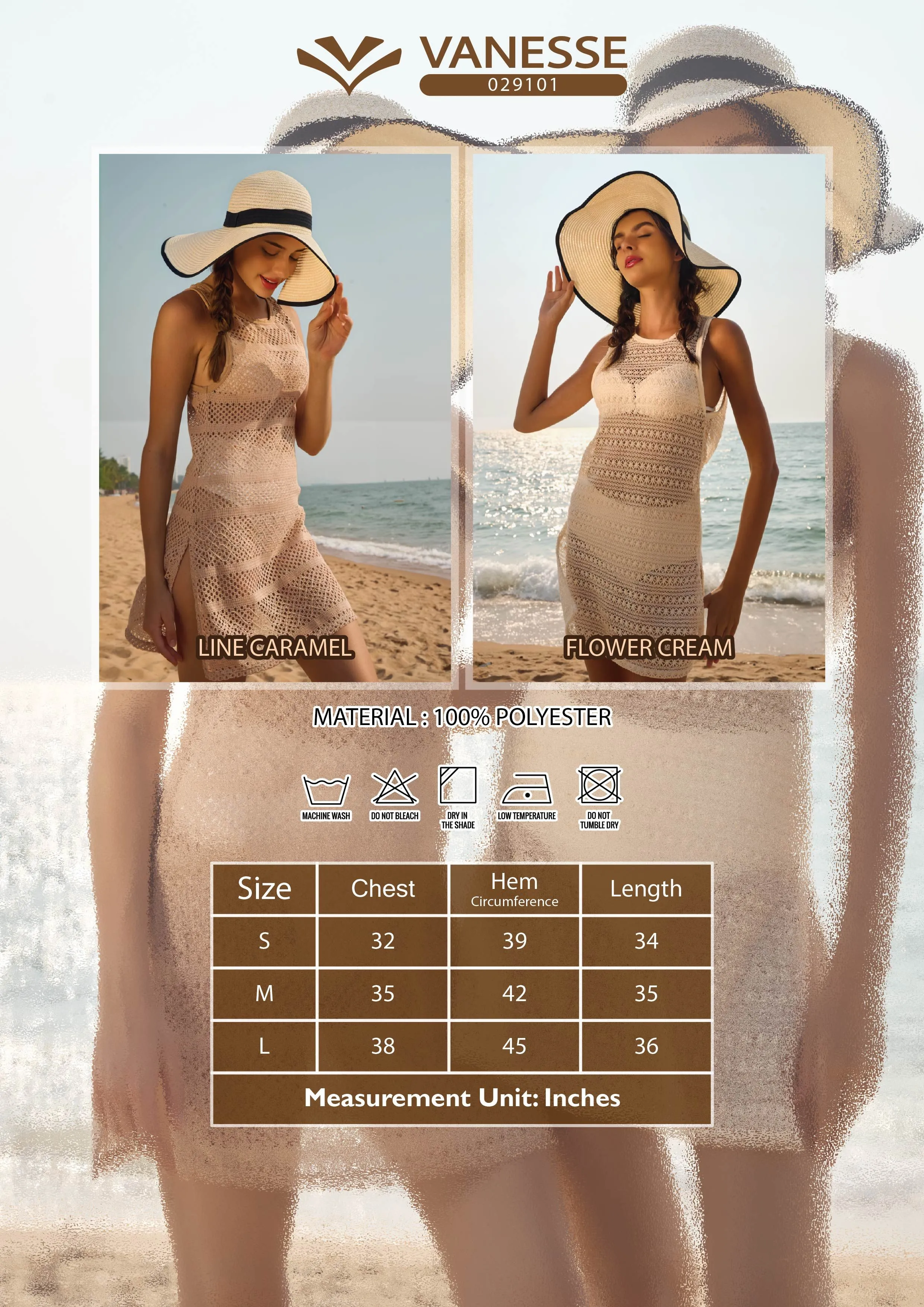 VANESSE Brown TUNIC MINI DRESS (LINE CARAMEL) (029101)