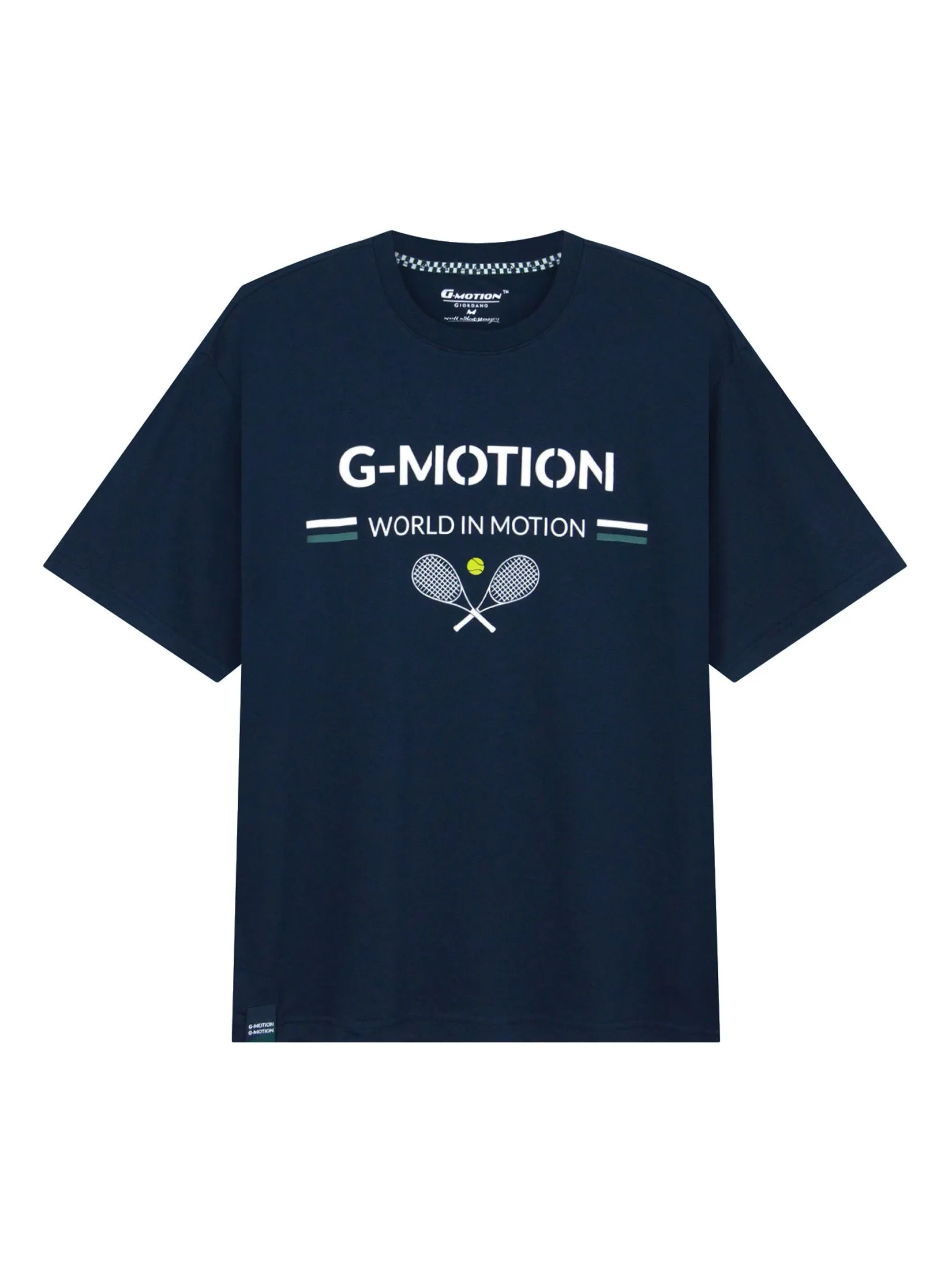 GIORDANO Men's Relaxed Cool UV-resistant G-Motion Tee (Tennis) Navy Size - L