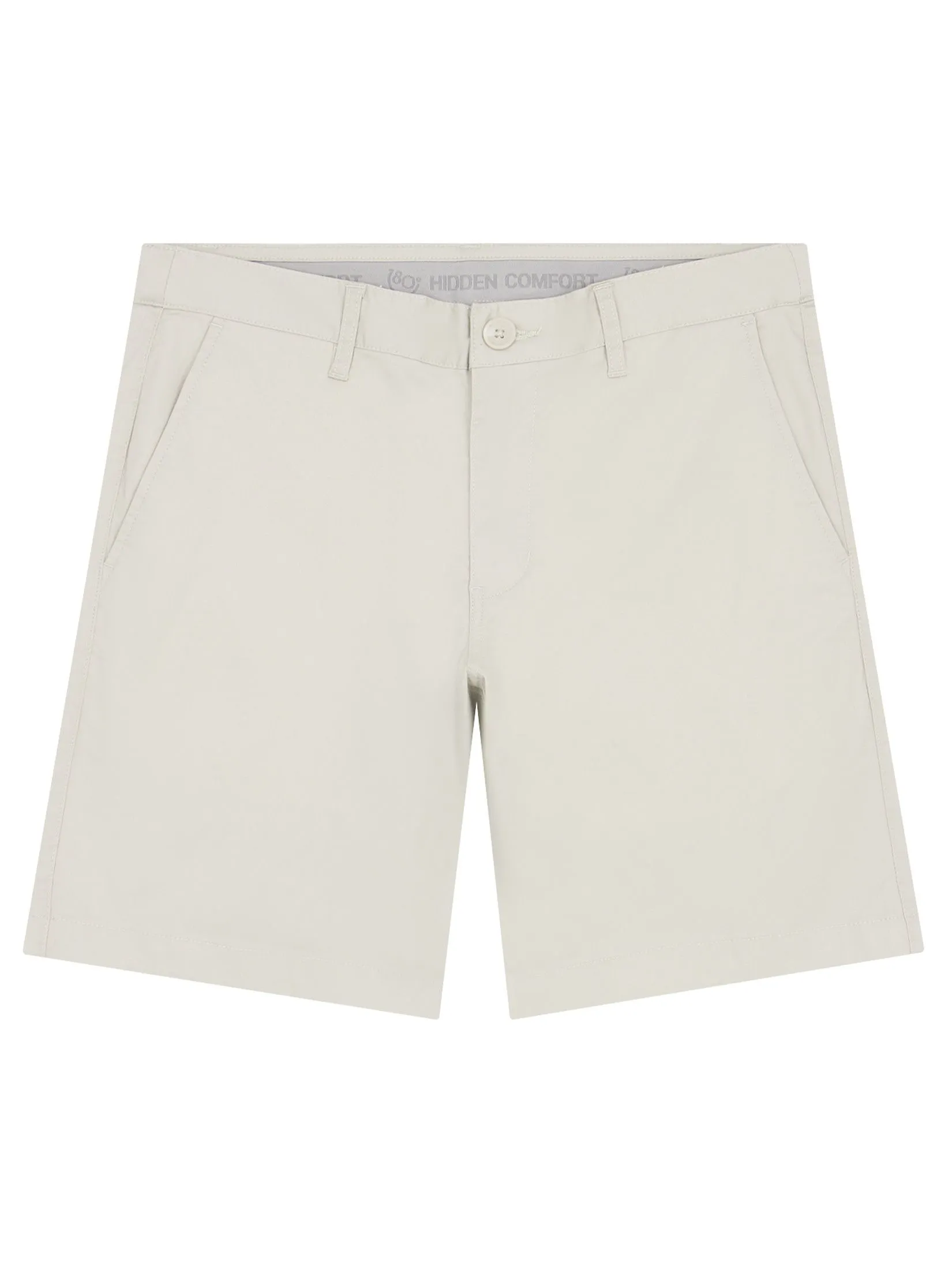 GIORDANO Men's Twill Slim Hidden Comfort Shorts (180° Elastic) Creamware Khaki