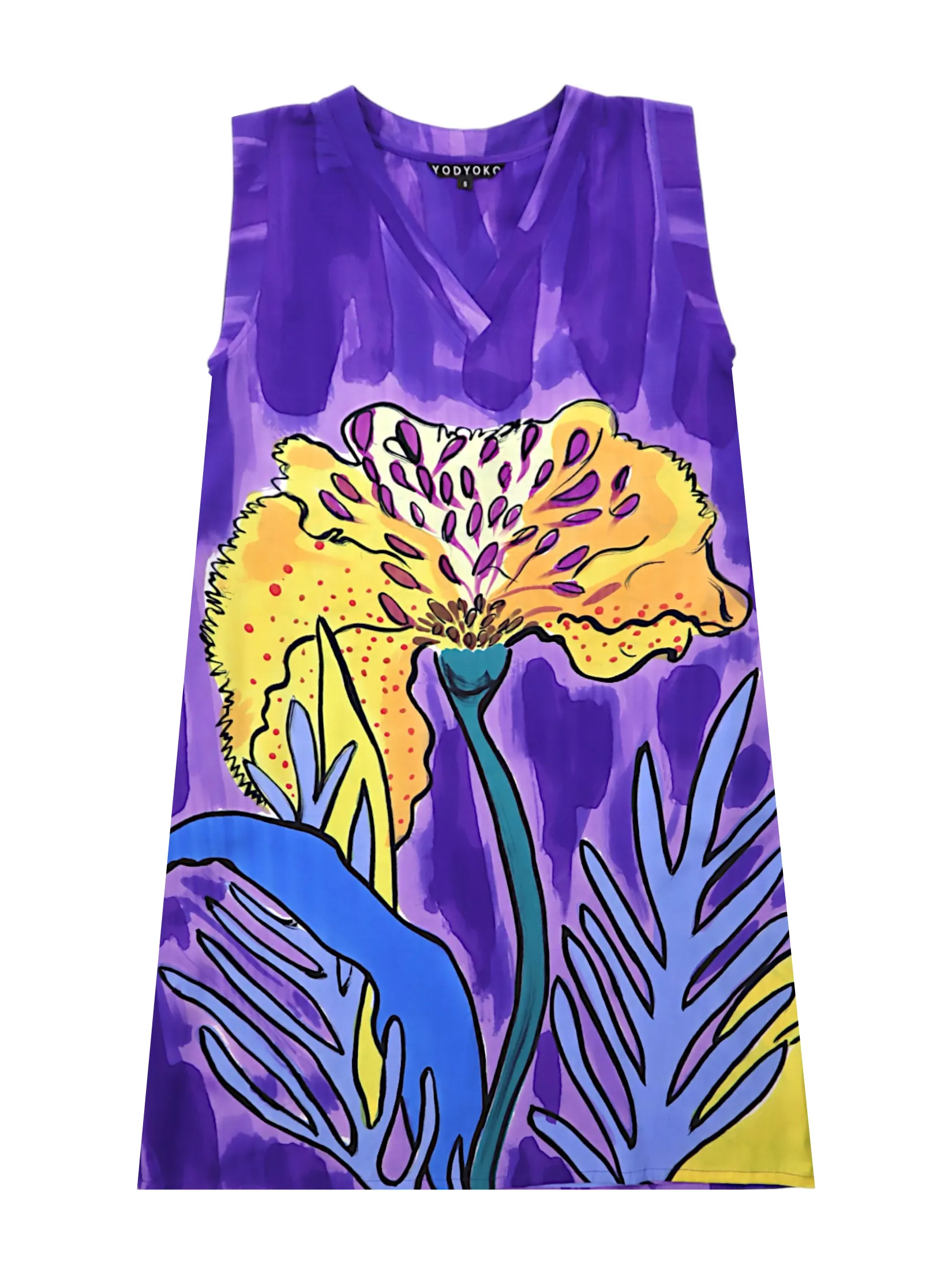 YODYOKO Woman Sleeveless Dress - Purple : Night Blooming Vanda Size - L