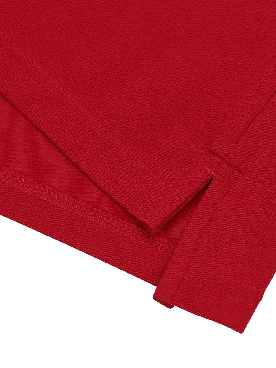 GIORDANO Men's Cotton Lycra Solid Polo Haute red