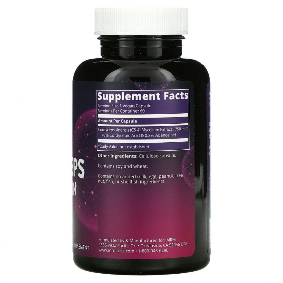 MRM, Nutrition, кордицепс, штамм CS-4, 60 веганских капсул