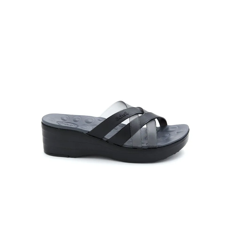 SCHOLL Black/Grey Slide Sandals - Cindy