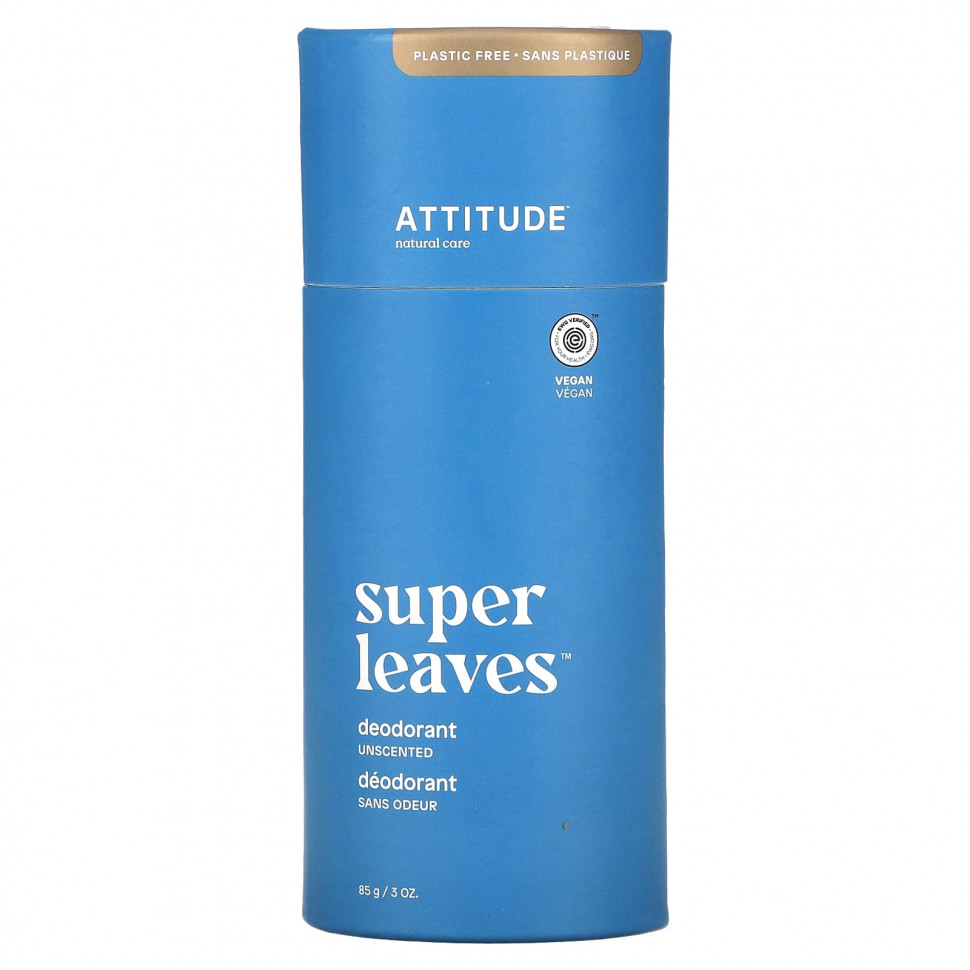 ATTITUDE, Дезодорант Super Leaves, без запаха, 85 г (3 унции)