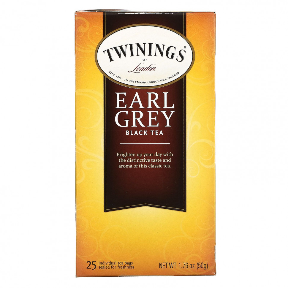 Twinings, Классический чай 'Эрл Грей', 25 пакетиков, 1.76 унций (50 г)
