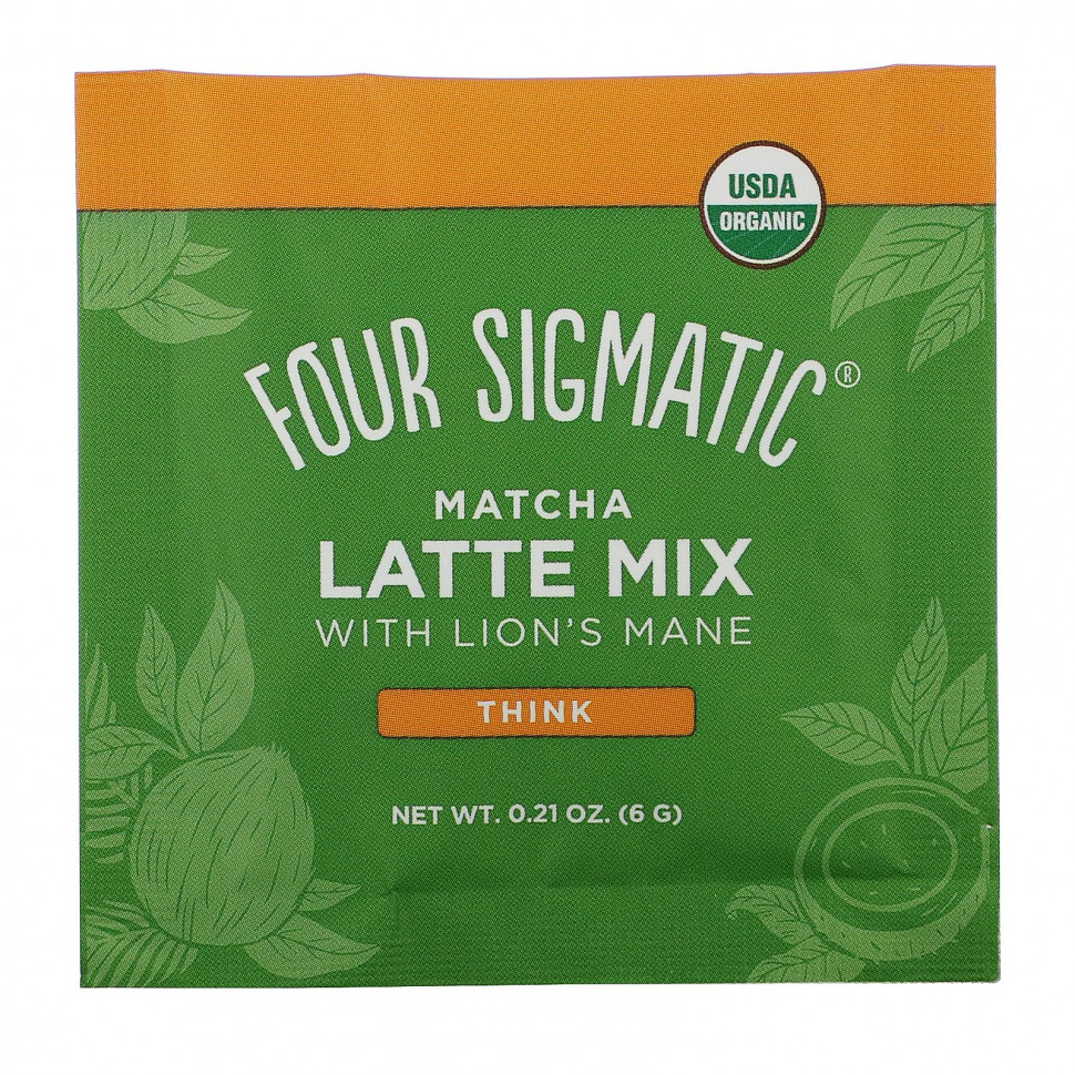 Four Sigmatic, Think, смесь мачта латте с ежовиком гребенчатым, 10 пакетиков по 6 г (0,21 унции)
