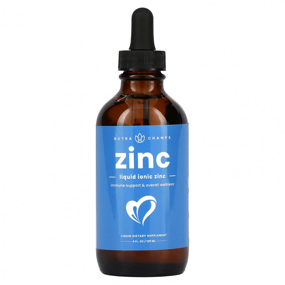 NutraChamps, Цинк, жидкий ионный раствор, без добавок, 120 мл (4 жидк. Унции)