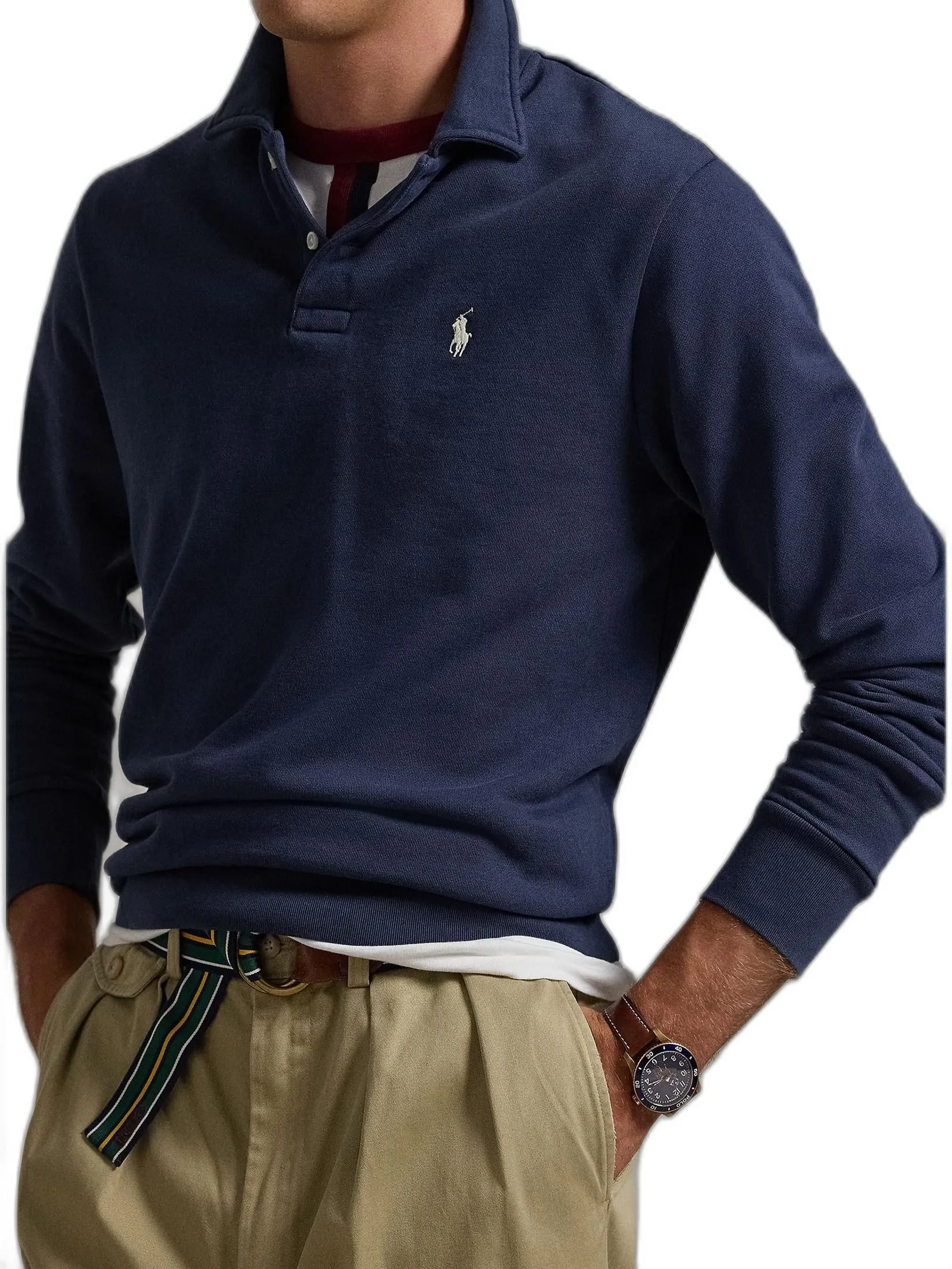 POLO RALPH LAUREN Men Pullover-Loopback Fleece Collared Sweatshirt MNPOKNI16824017-Navy-410