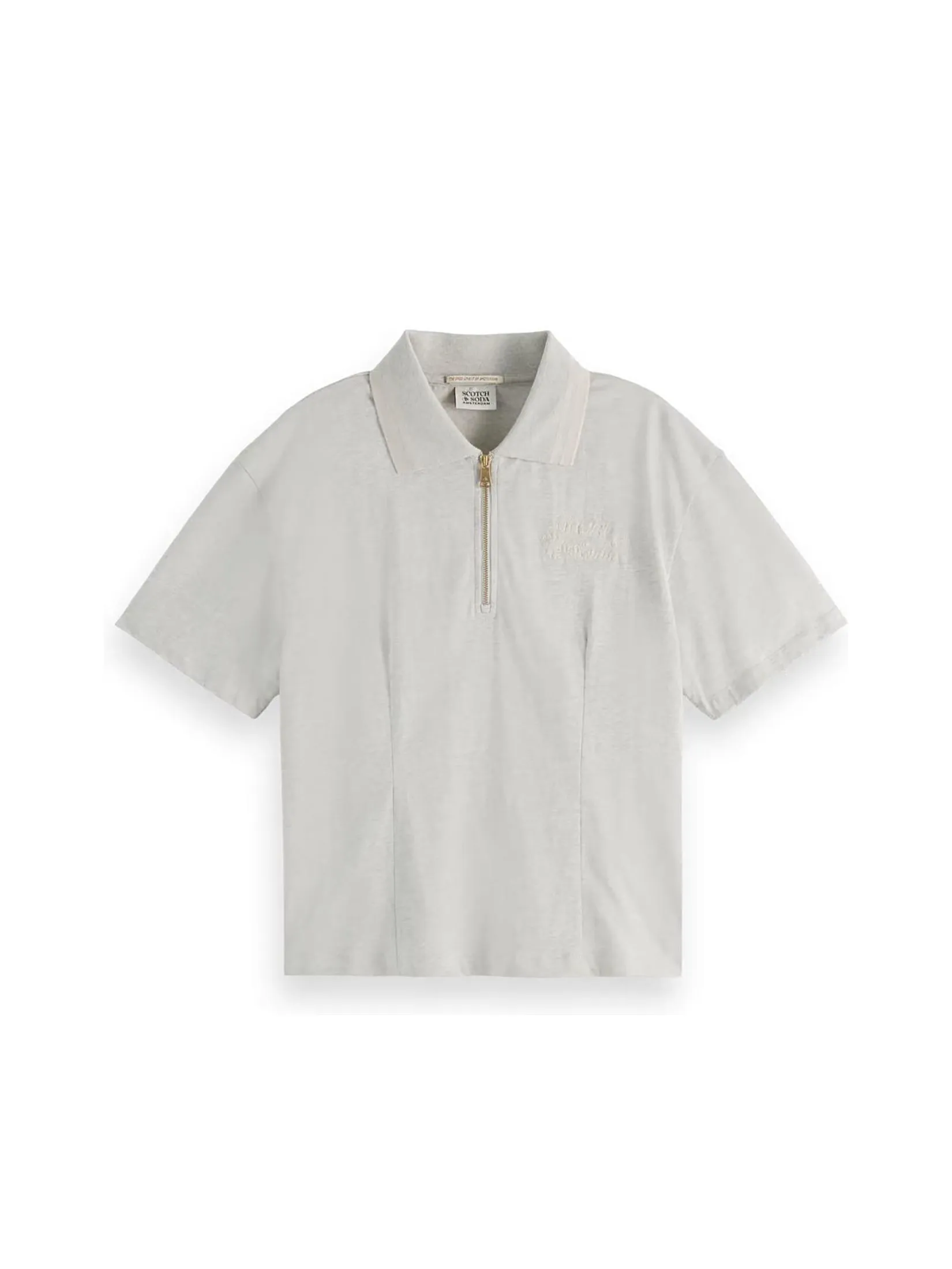 SCOTCH&SODA Women Polo Shirt Zip Up Light Grey Melange