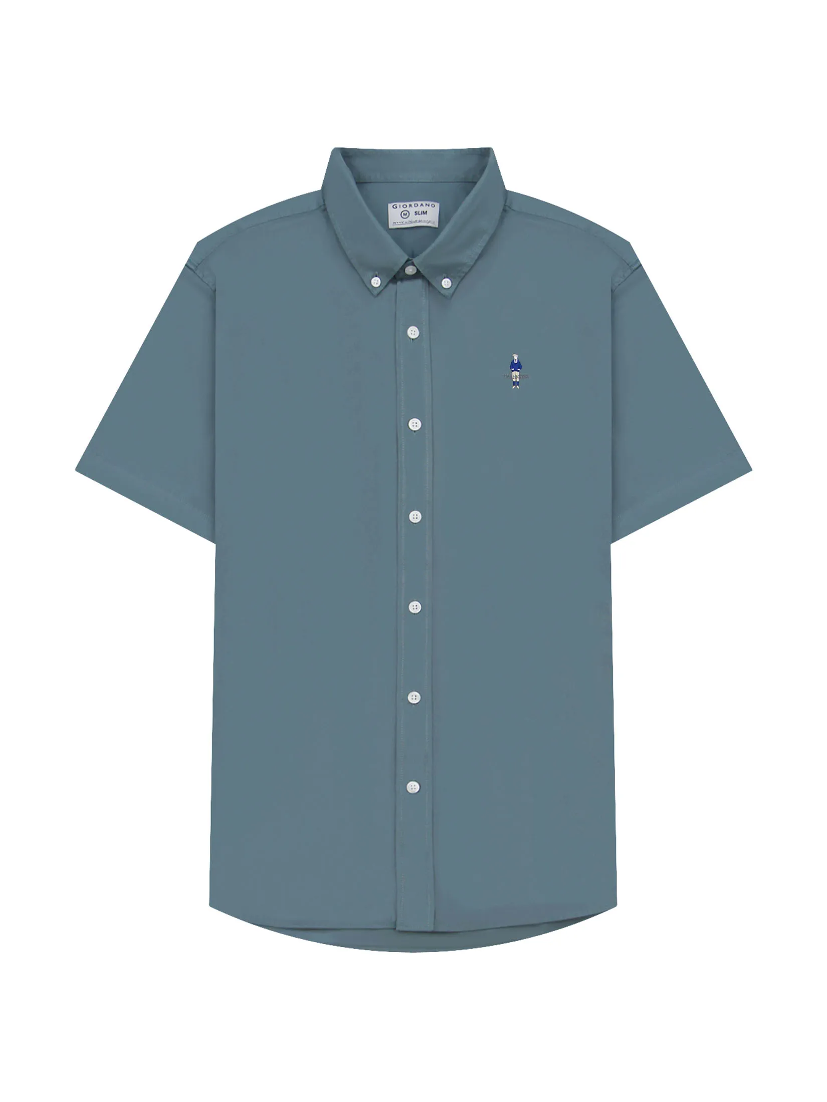 GIORDANO Men s Embroidery Stretch Oxford Shirts (Classic Man) Green