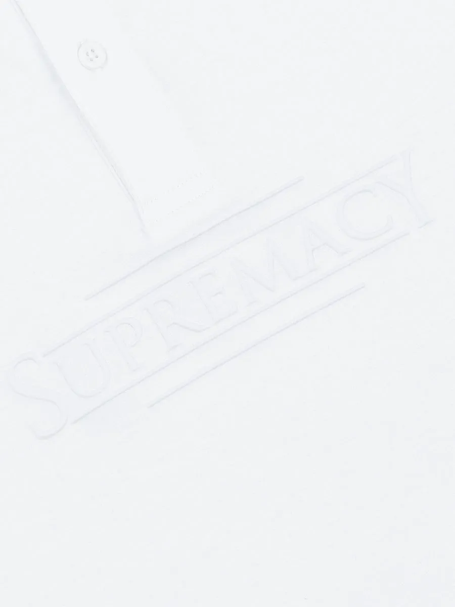 GIORDANO Men's Slim Fit Embroidery Bold Polo (Liquid Touch) Signature white