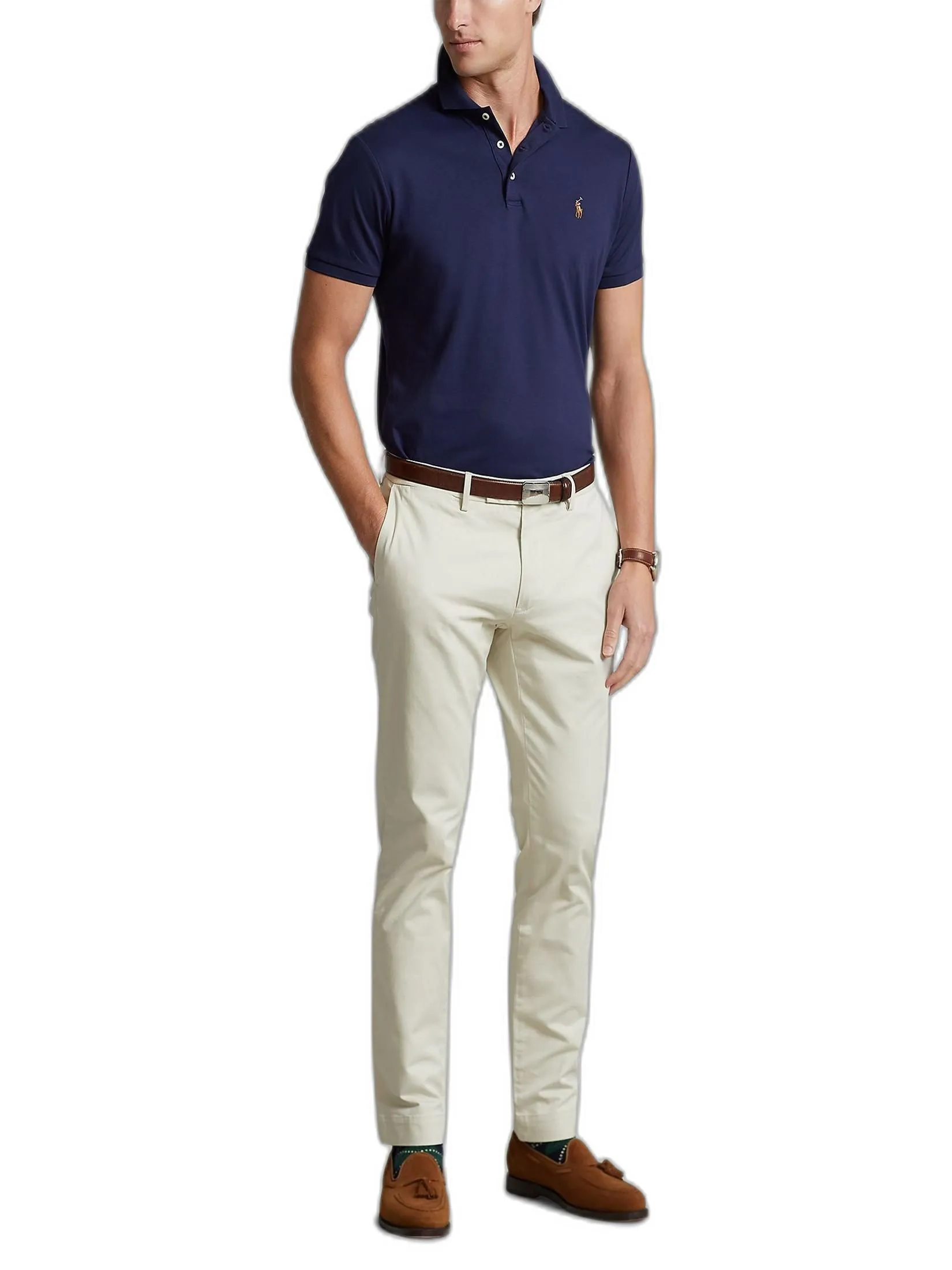 POLO RALPH LAUREN Polo Ralph Lauren POLO-Custom Slim Fit Soft Cotton Polo Shirt MNPOKNI1N821086 410 NAVY-410