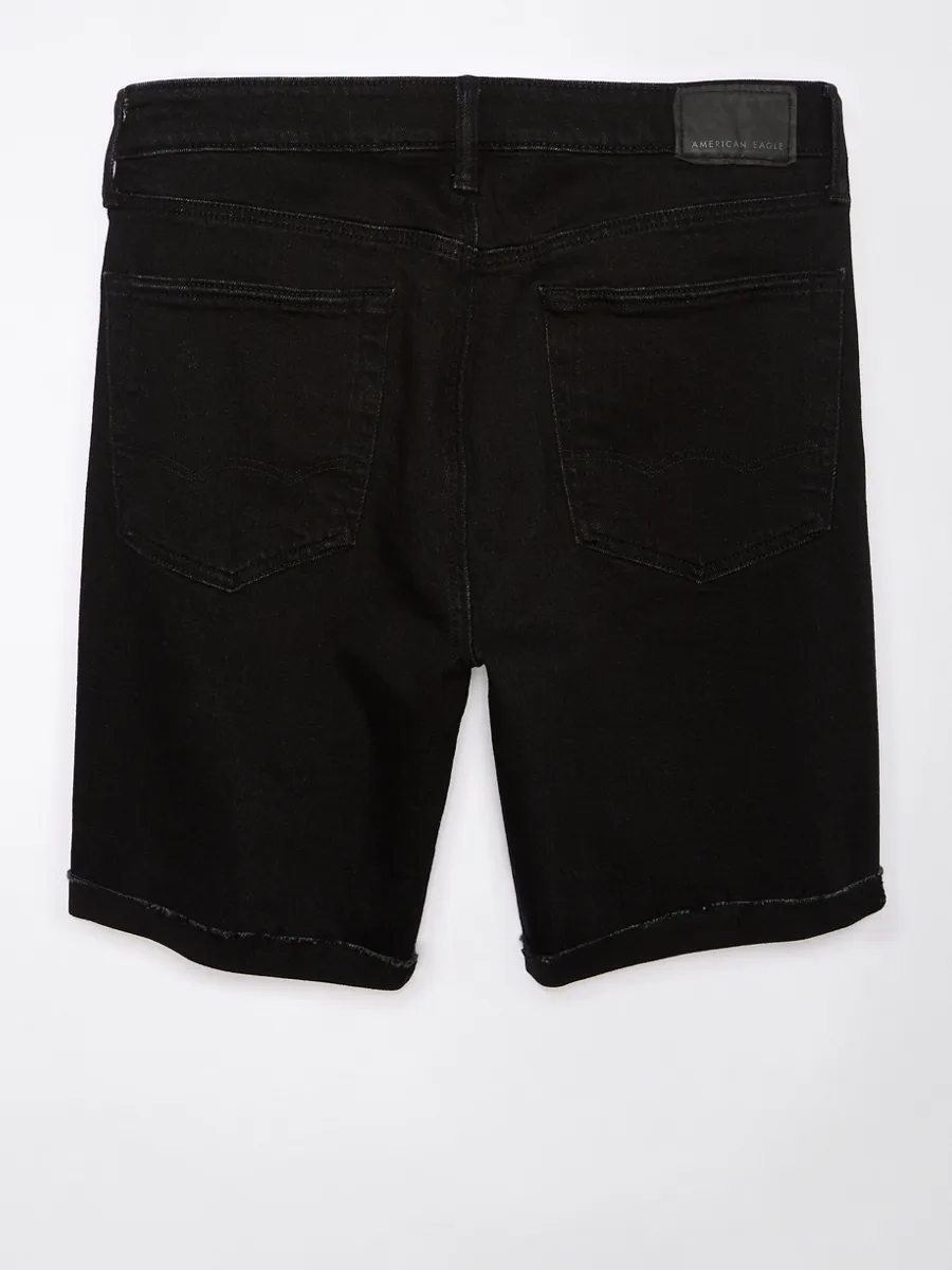 AMERICAN EAGLE MEN BLACK W/ DESTROY BAGGY JEAN - CUT & CUFF 073 TRUE BLACK