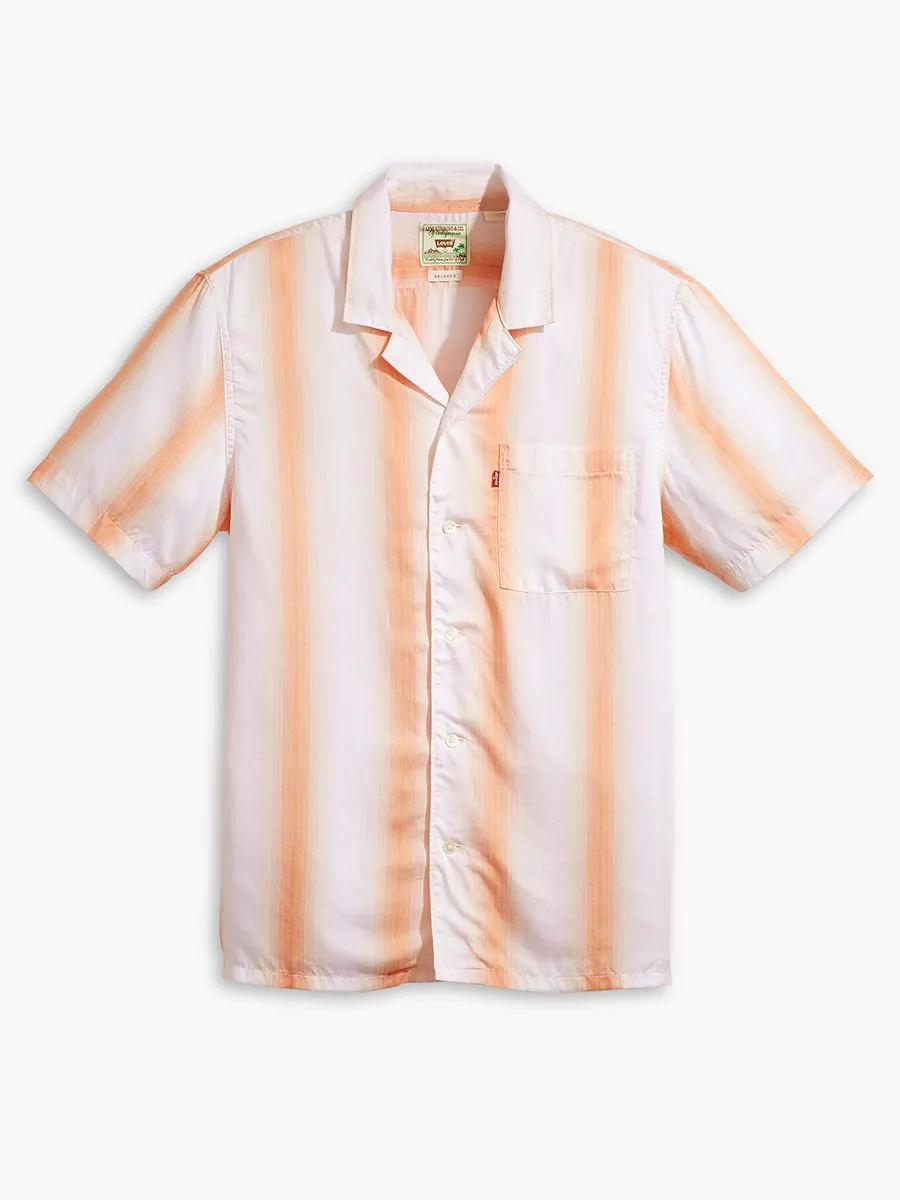 LEVI'S Men's Sunset Camp Shirt Adriano Stripe Bright White