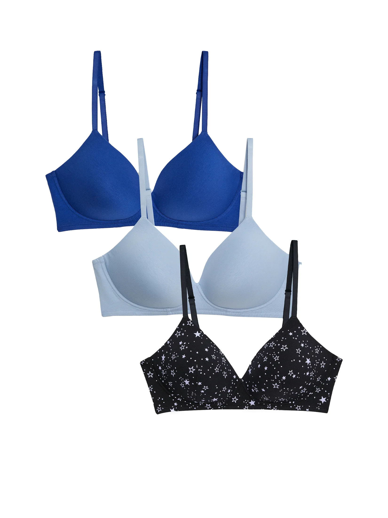 MARKS & SPENCER Women T-Shirt Bras Cotton Rich Non Wired 3pk Multi-Color