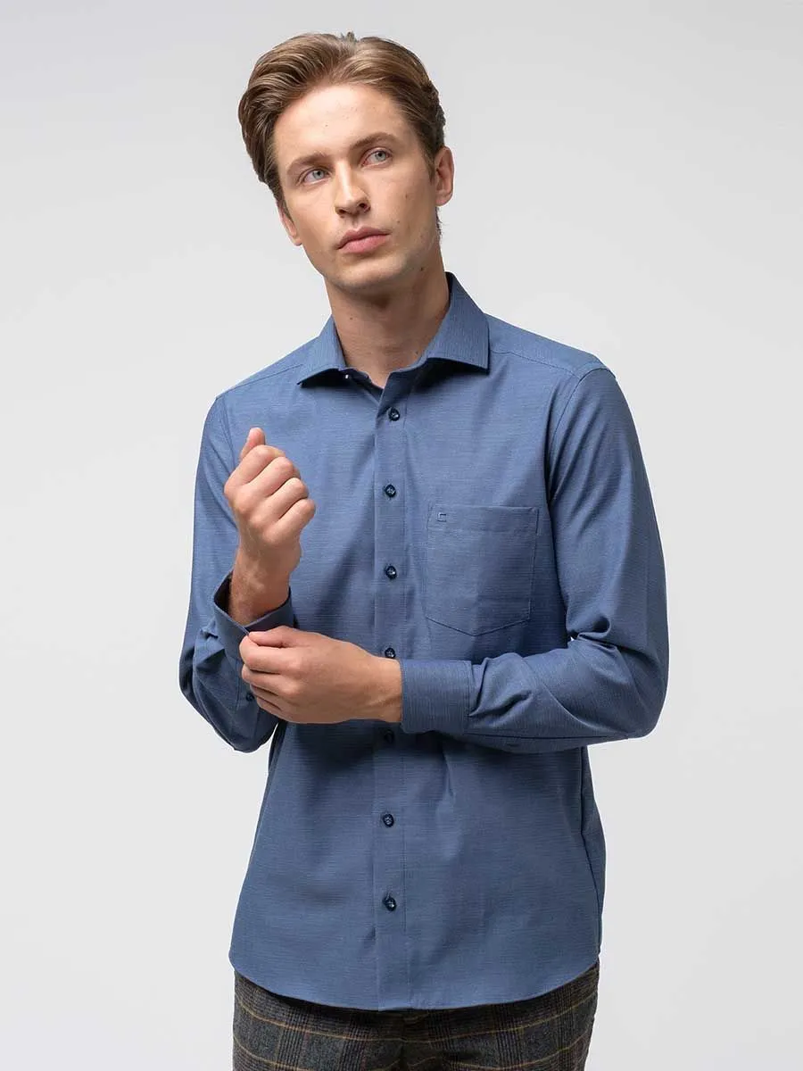 OLYMP MEN SHIRT LONG SLEEVES MODERN FIT  BLUE EASY IRON