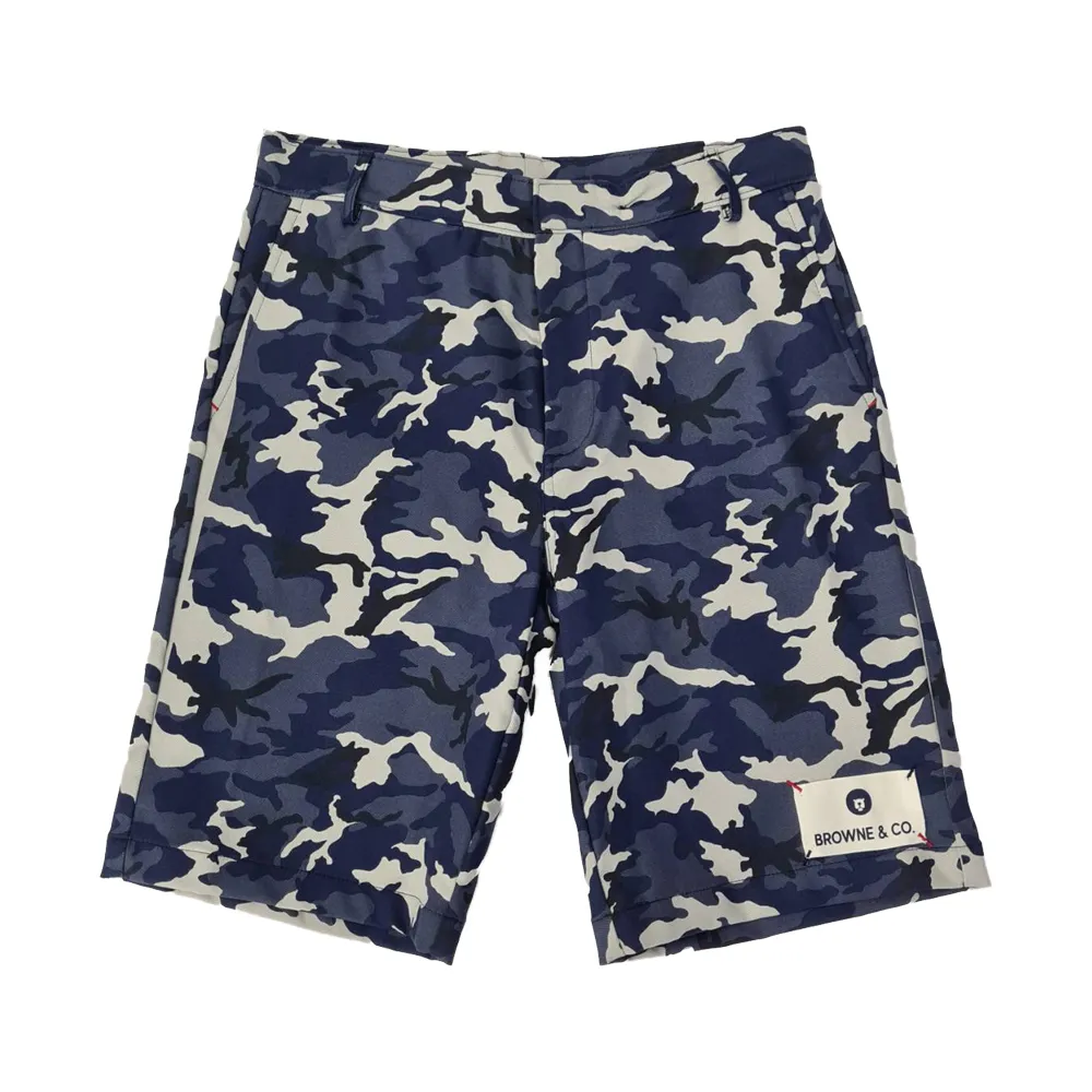 BROWNE & CO. Navy Blue Camouflage Cotton Shorts