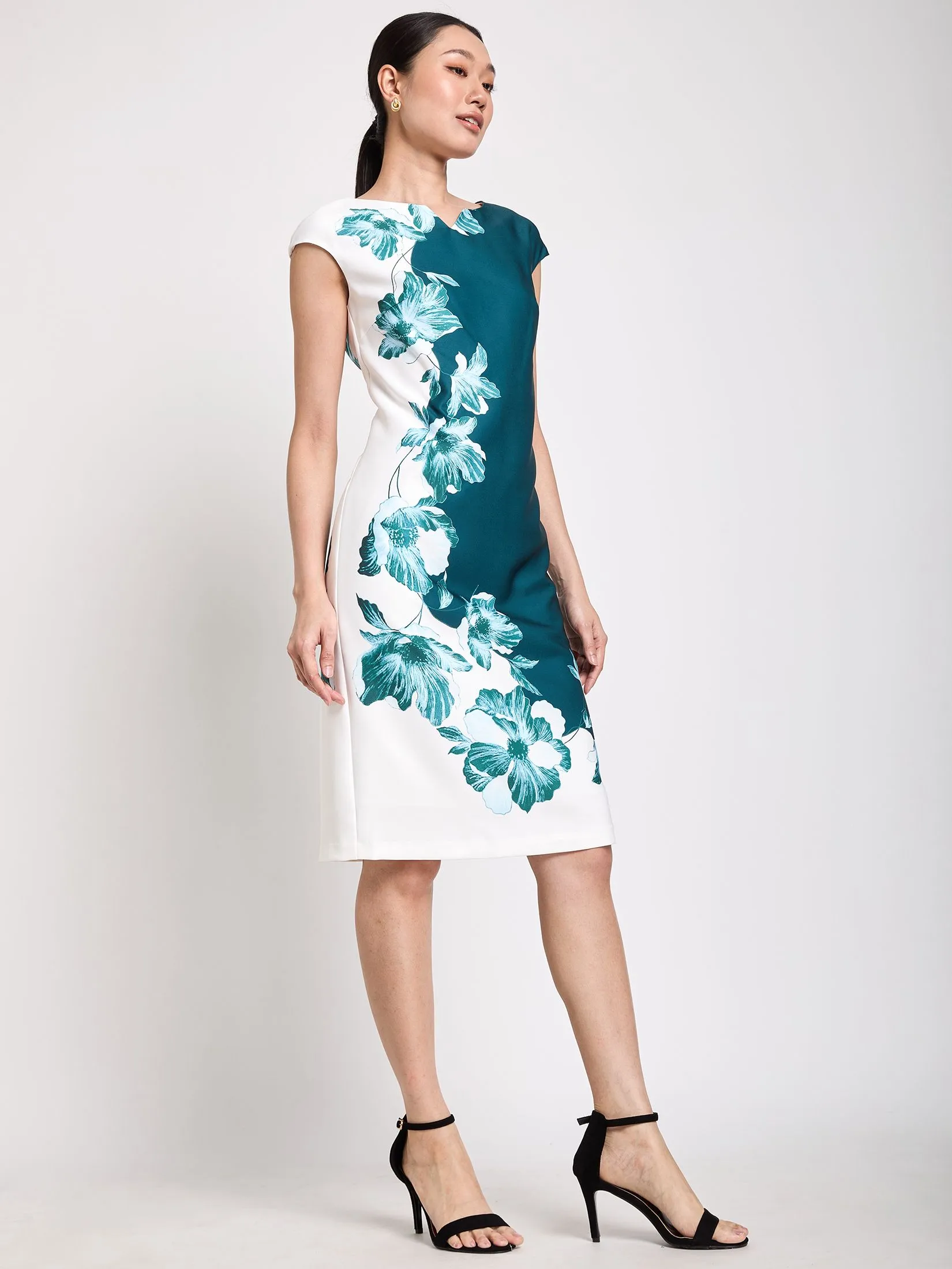 EXPRESSIONS Women Sheath Dress Printed Cap Sleeve