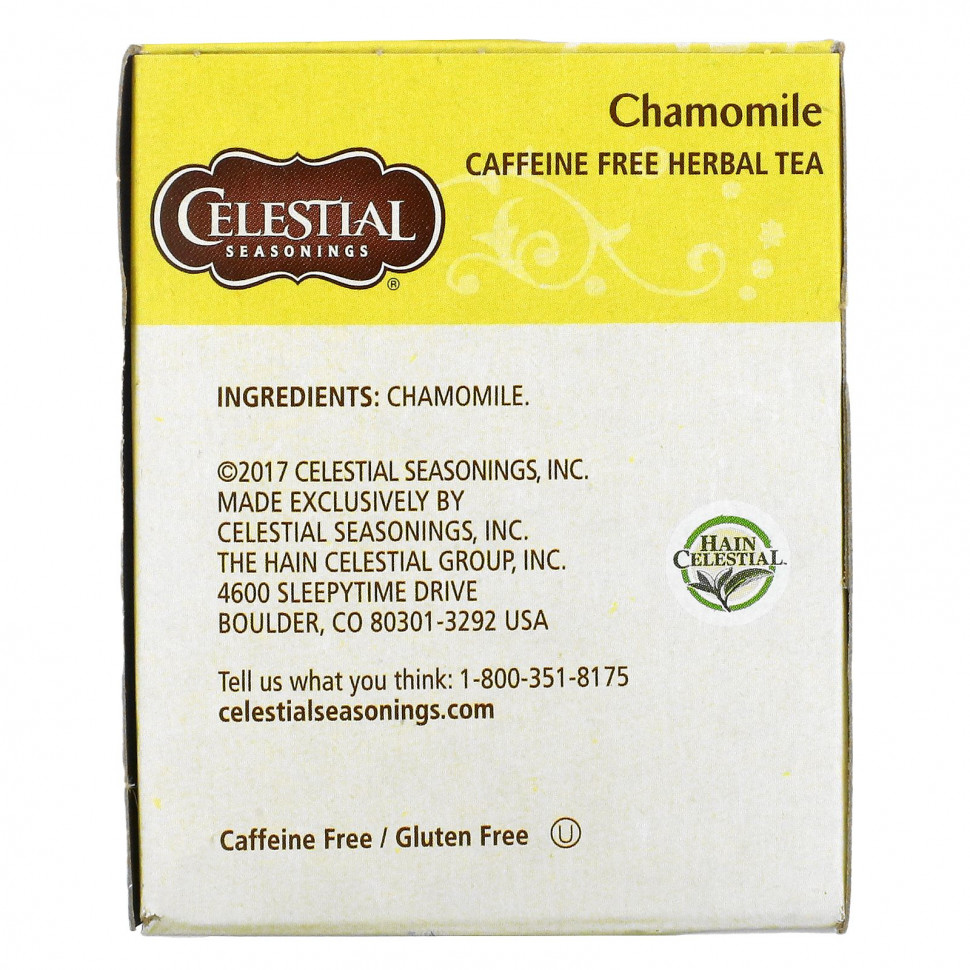Celestial Seasonings, травяной чай, ромашка, без кофеина, 20 чайных пакетиков, 25 г (0,9 унции)