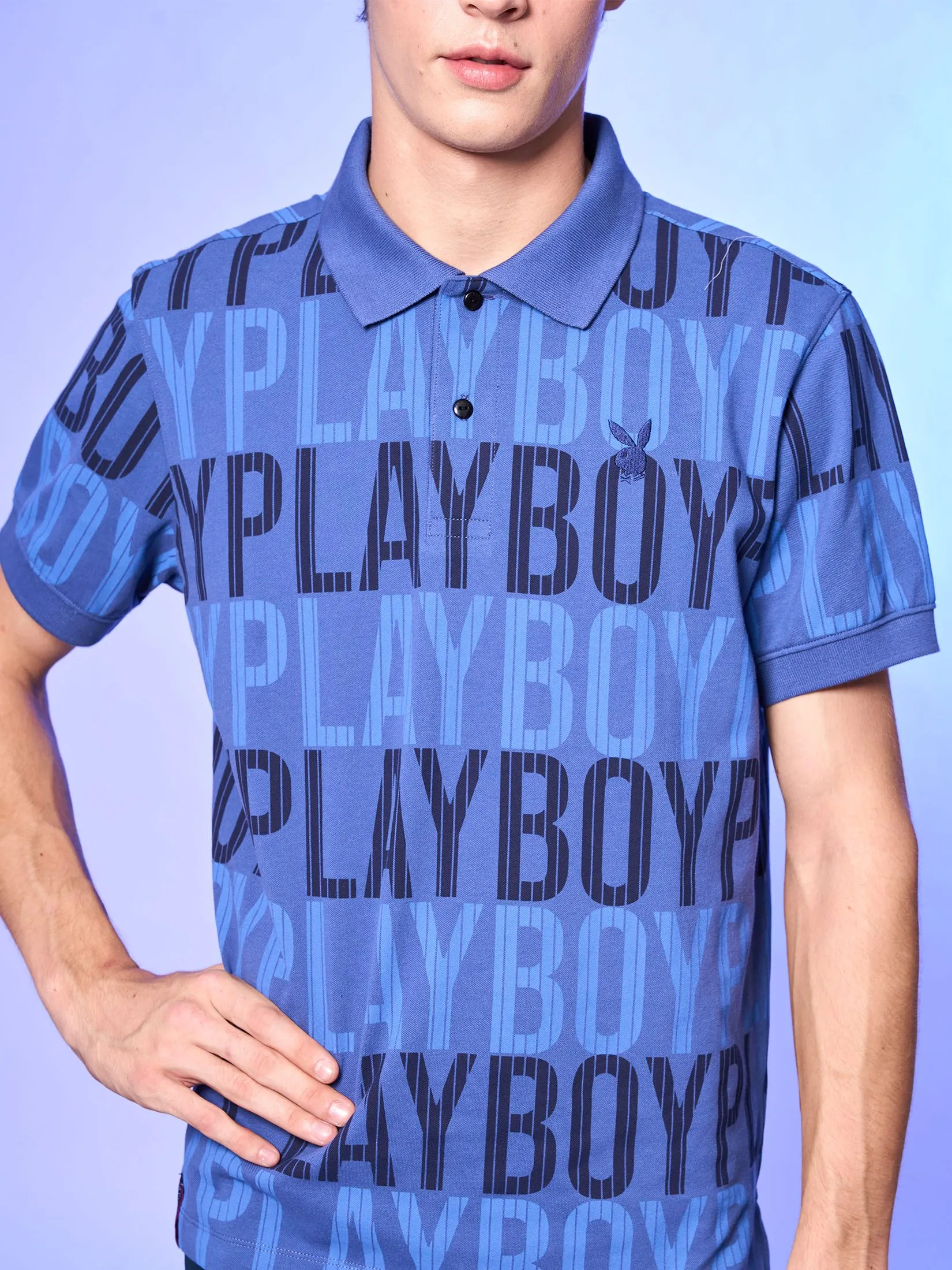 PLAYBOY Men Polo  blue color