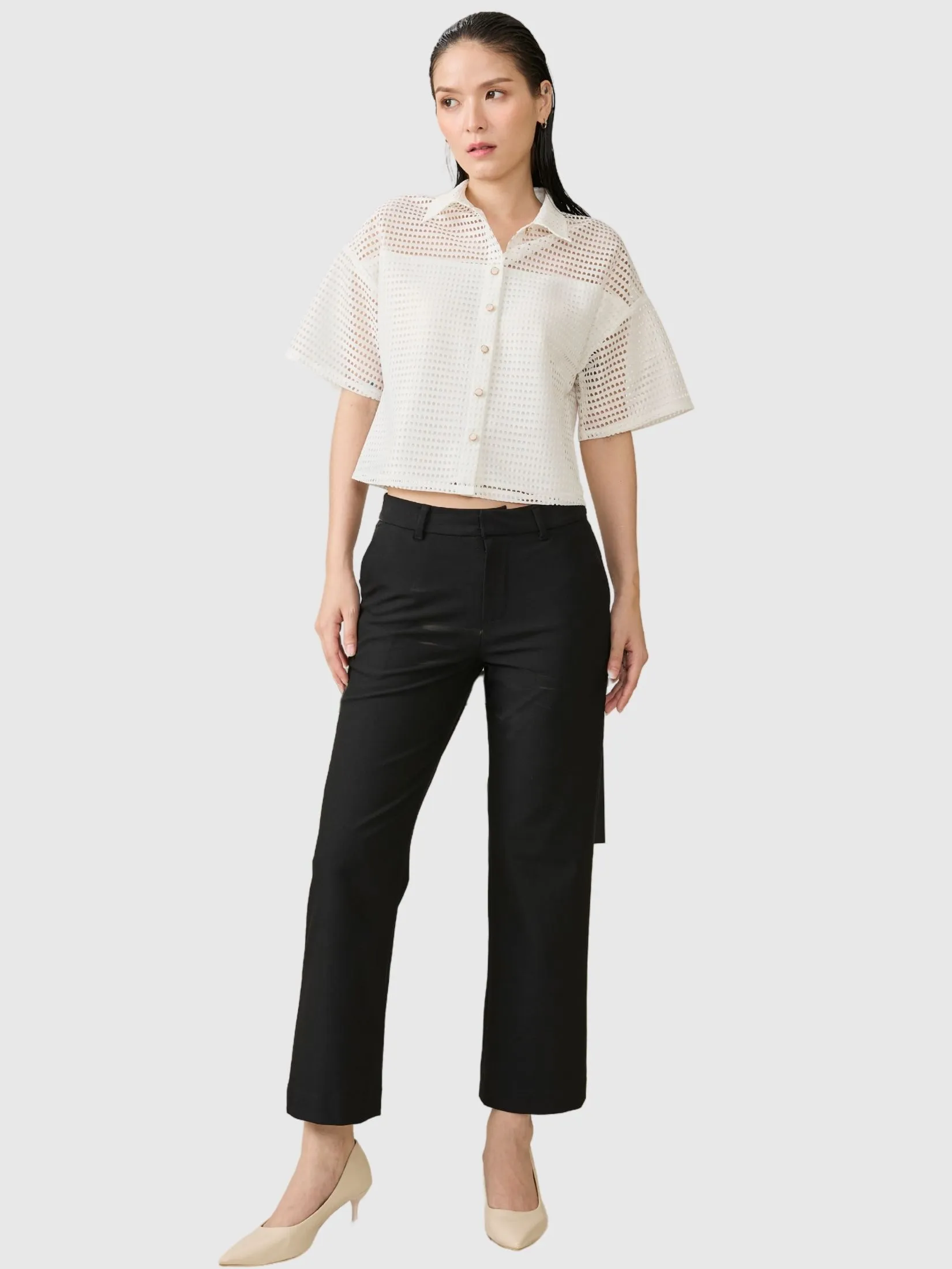 AMILA Women Shirt Short Sleeves Como Fancy Off White