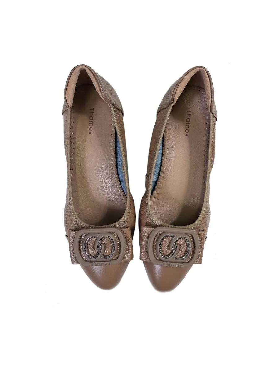 THAMES Women Shoes Casual Mid Heels Beige