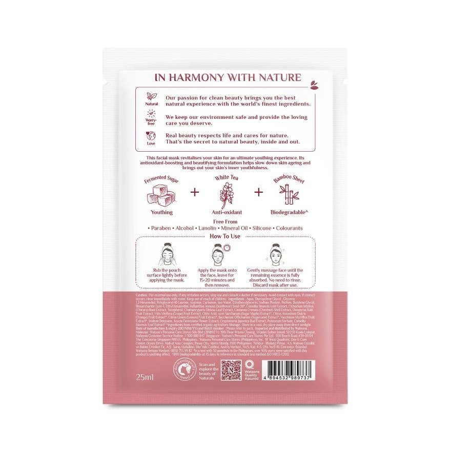 Naturals by Watsons True Natural Fermented Sugar  White Tea Youthing Facial Mask 1she