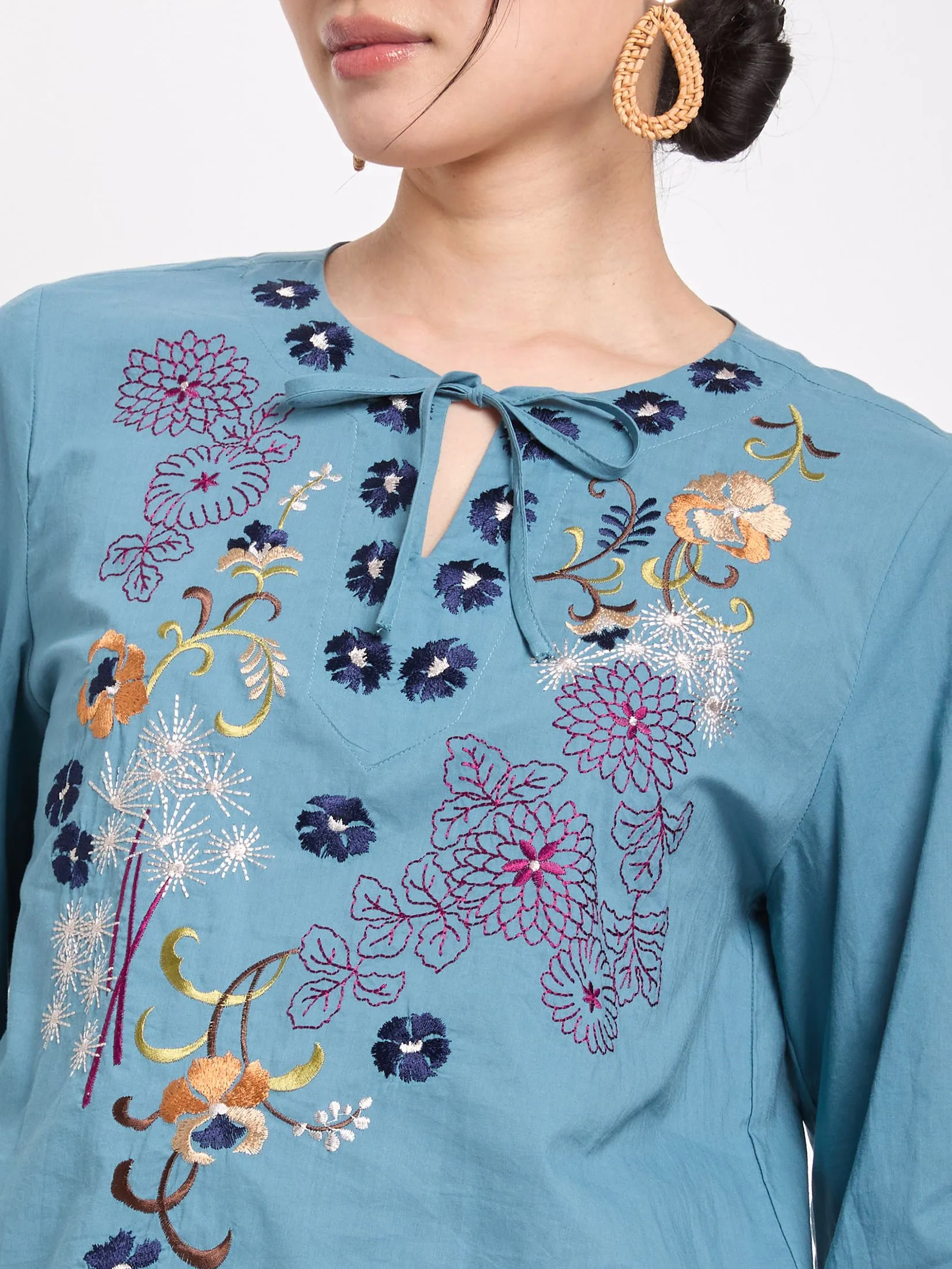 JOURNAL Women Blouse Long Sleeves Round Neck Floral Design