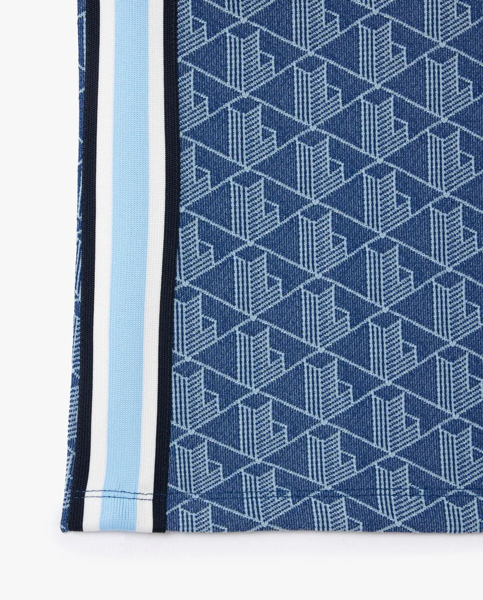 LACOSTE Slim Fit Monogram Jacquard Polo Shirt Blue