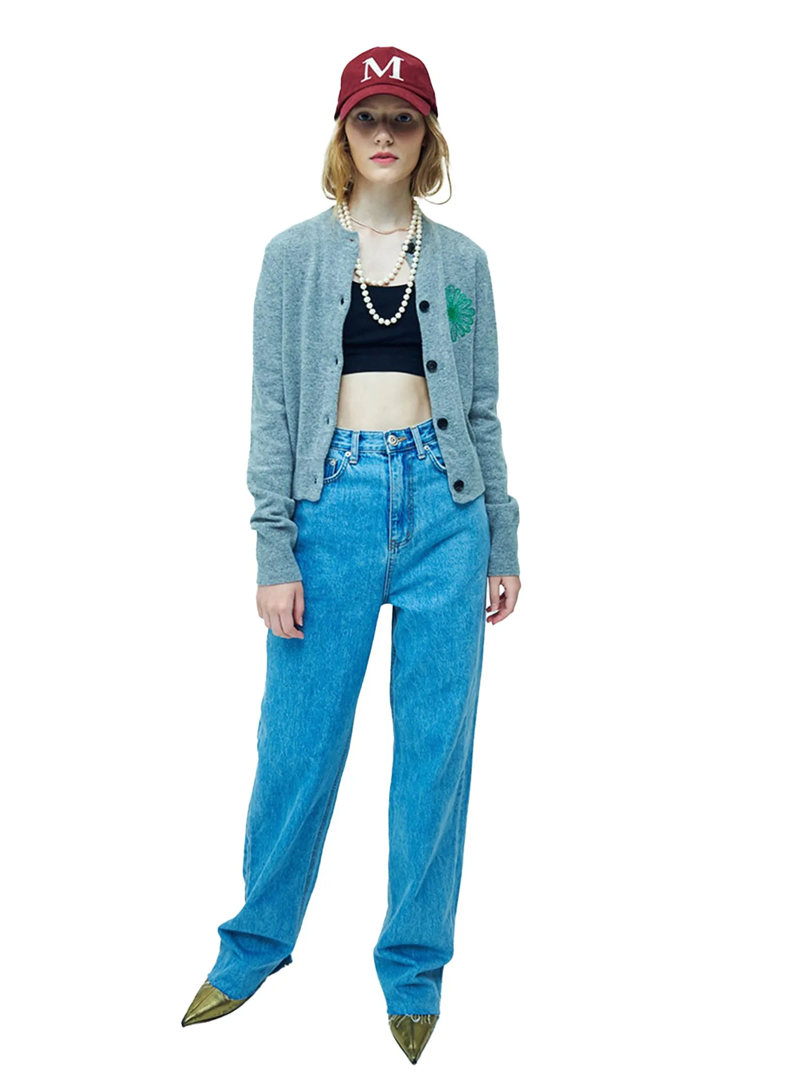 MARDI MERCREDI Cashmere Blended Cardigan Round Neck F