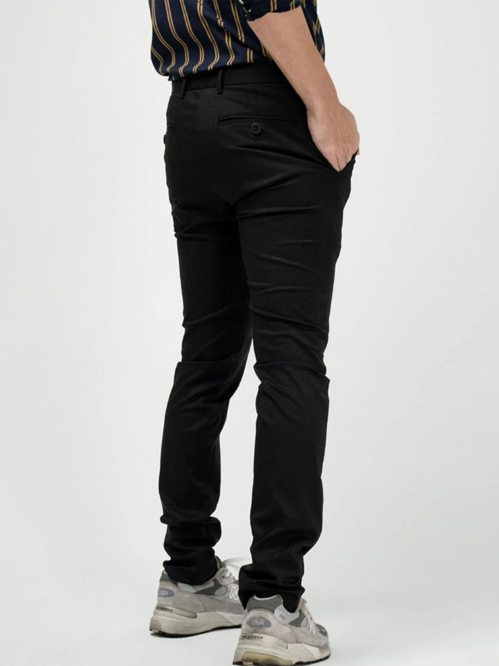 ERA-WON Men's Super Skinny Pants Lightweight Black