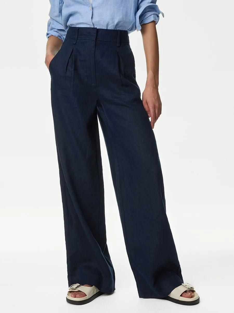 MARKS & SPENCER Women Flared Pants Navy