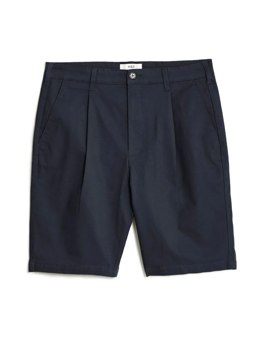 MARKS & SPENCER Men Chino Shorts Single Pleat Stretch